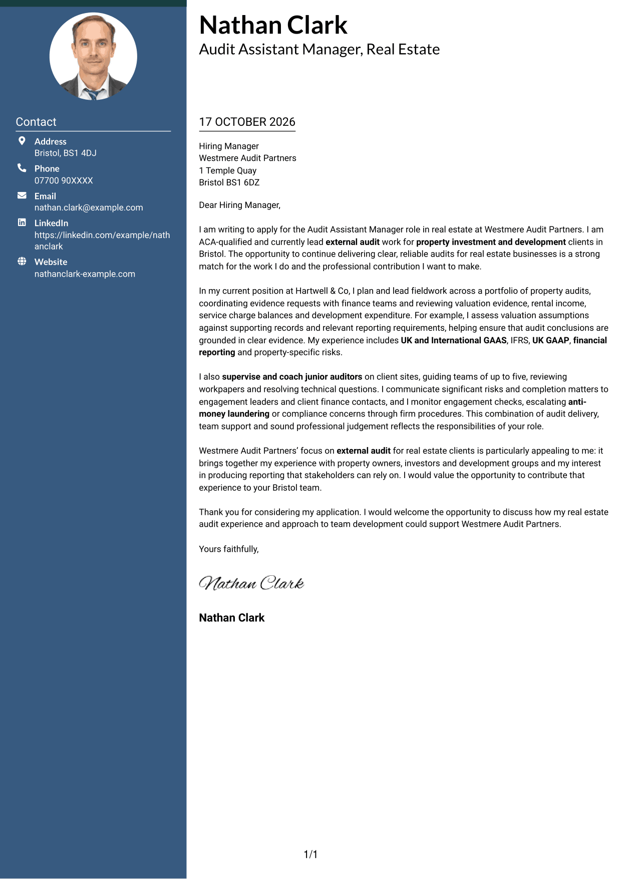 Cover letter example — page 1