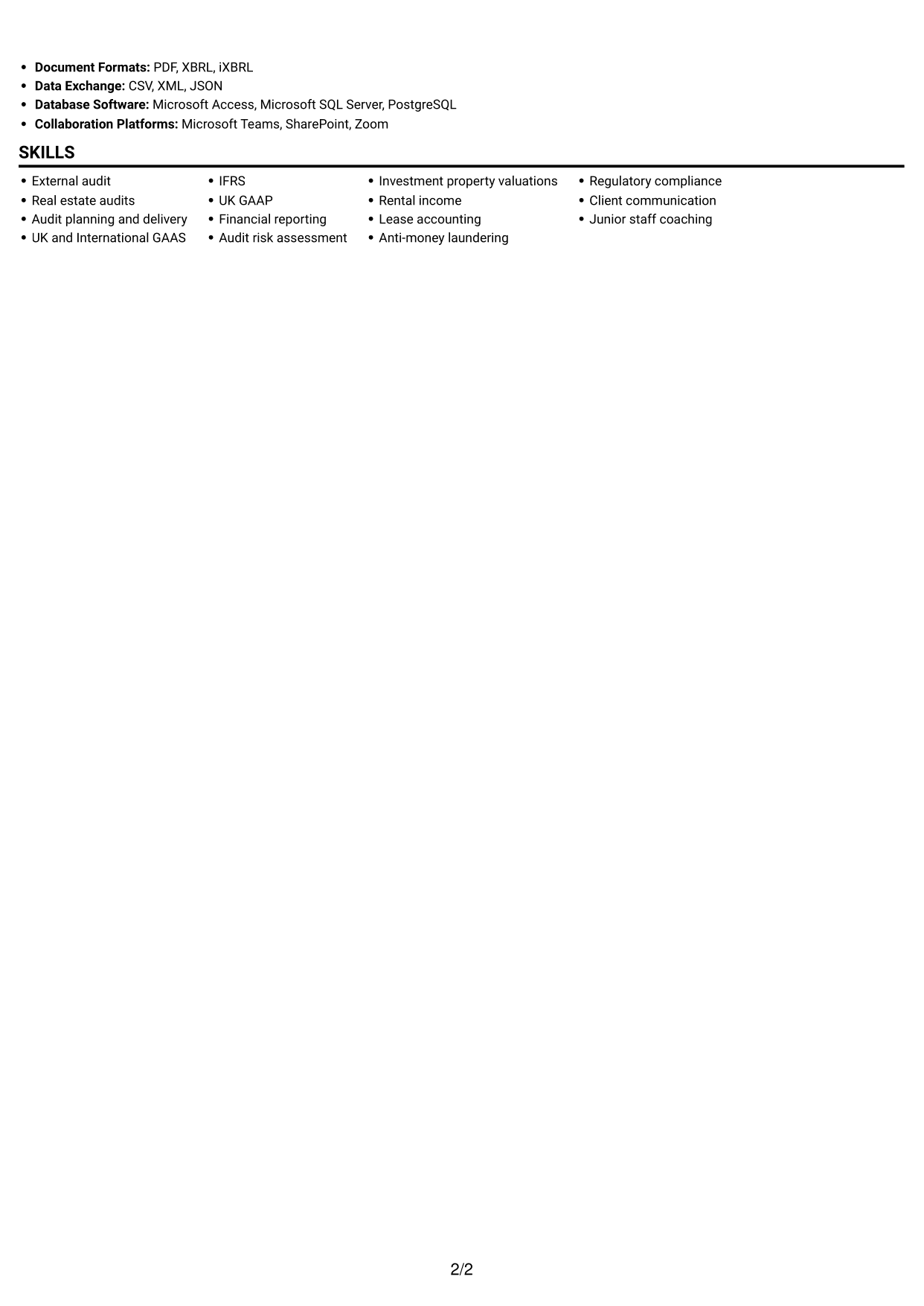 CV example — page 2