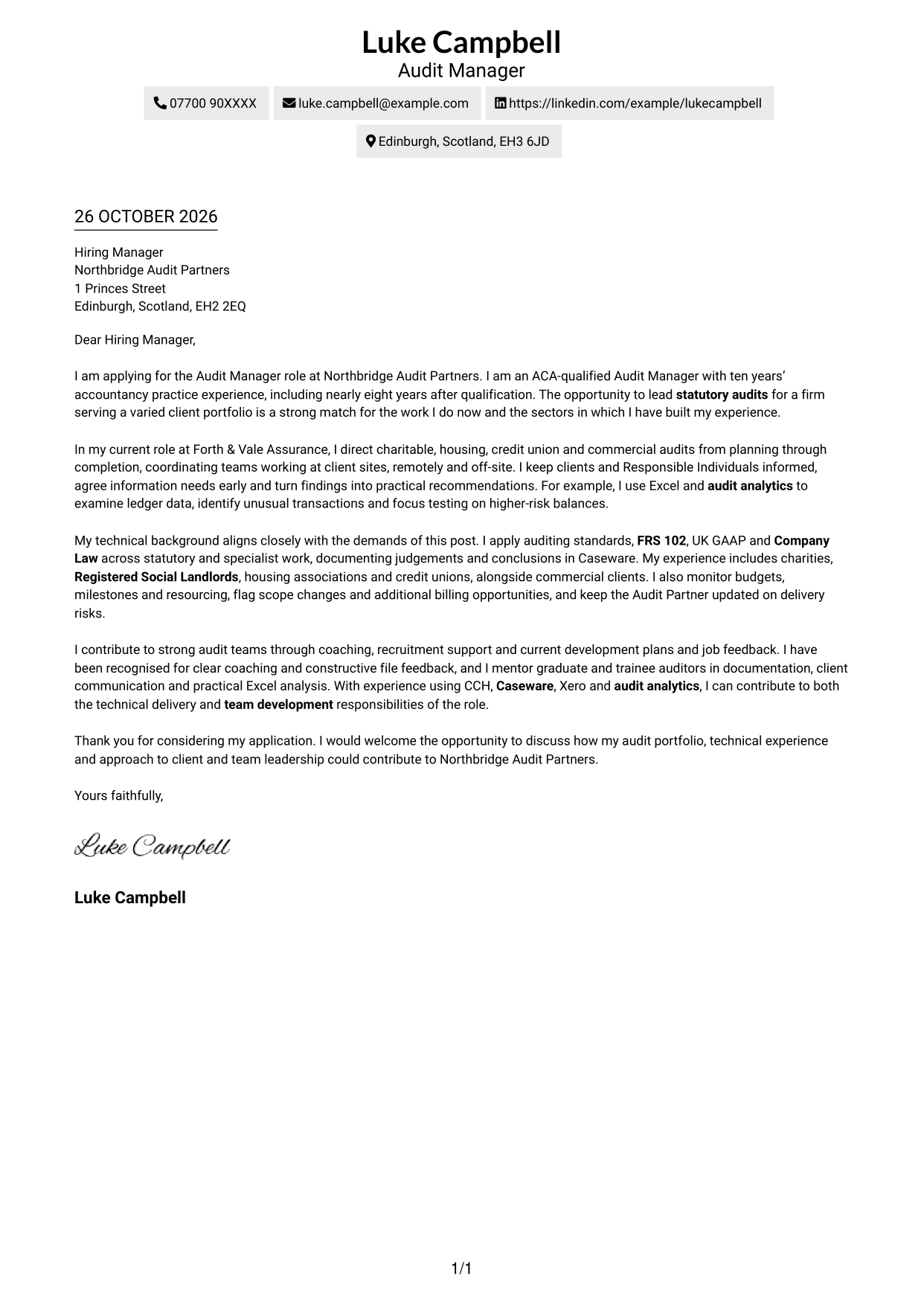 Cover letter example — page 1