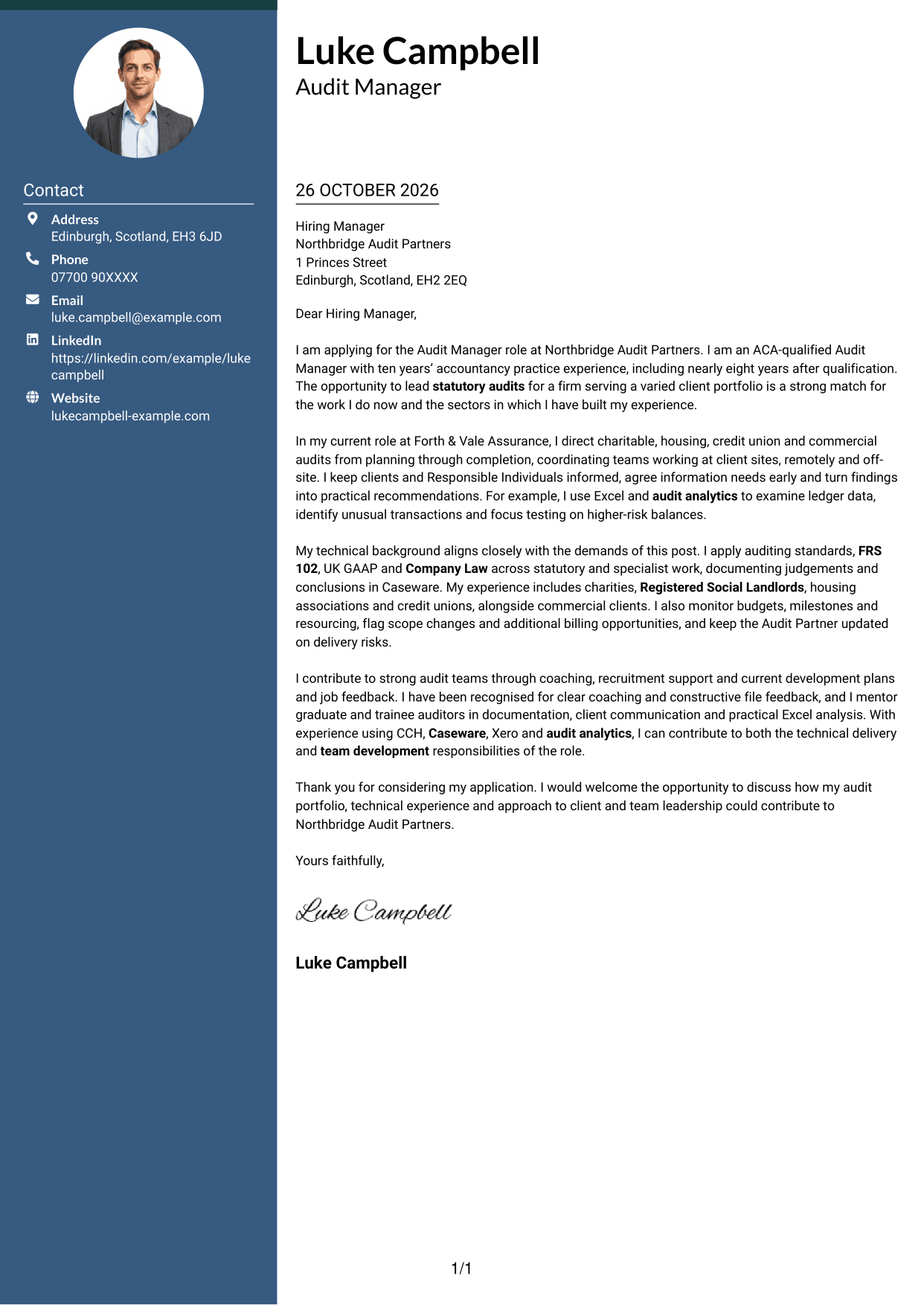 Cover letter example — page 1