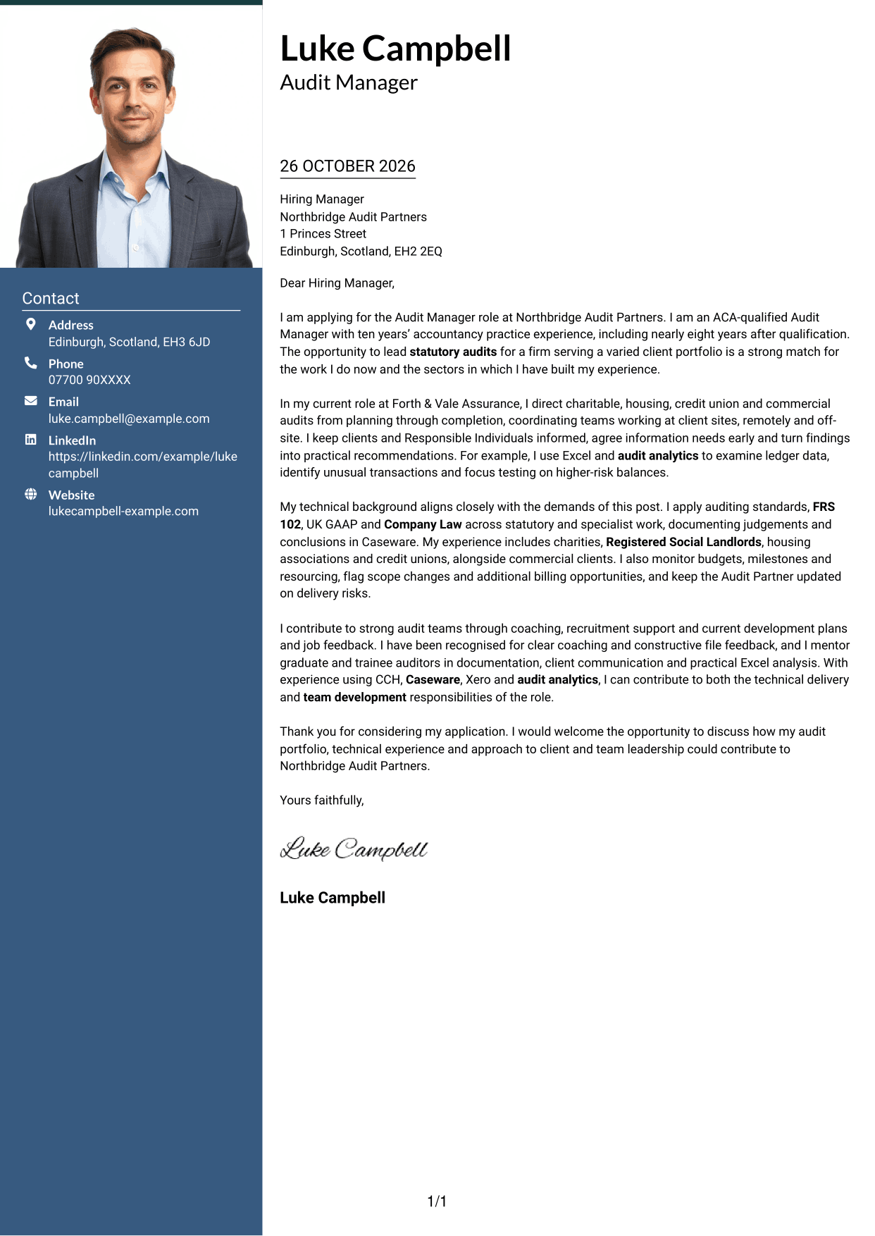 Cover letter example — page 1