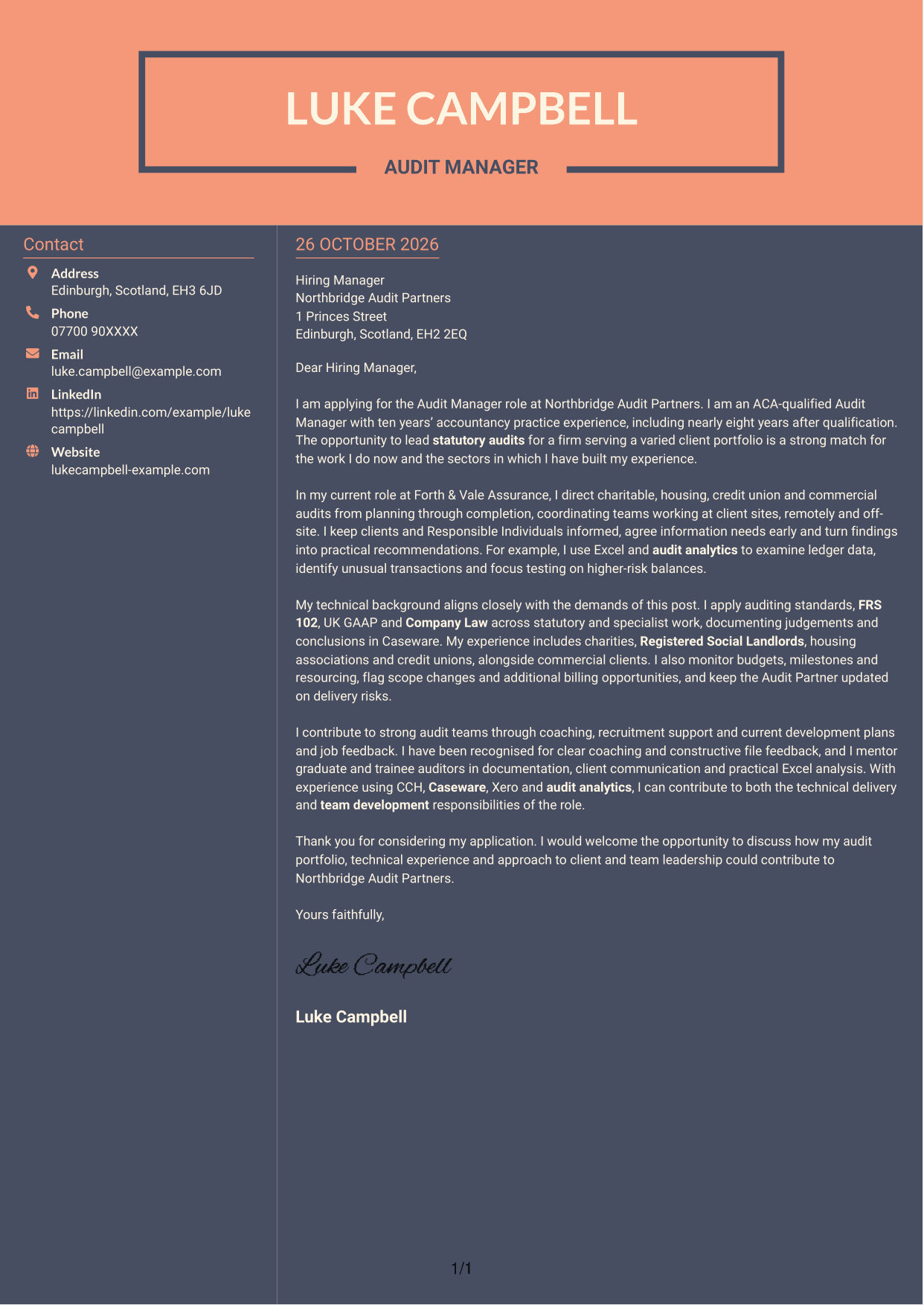 Cover letter example — page 1