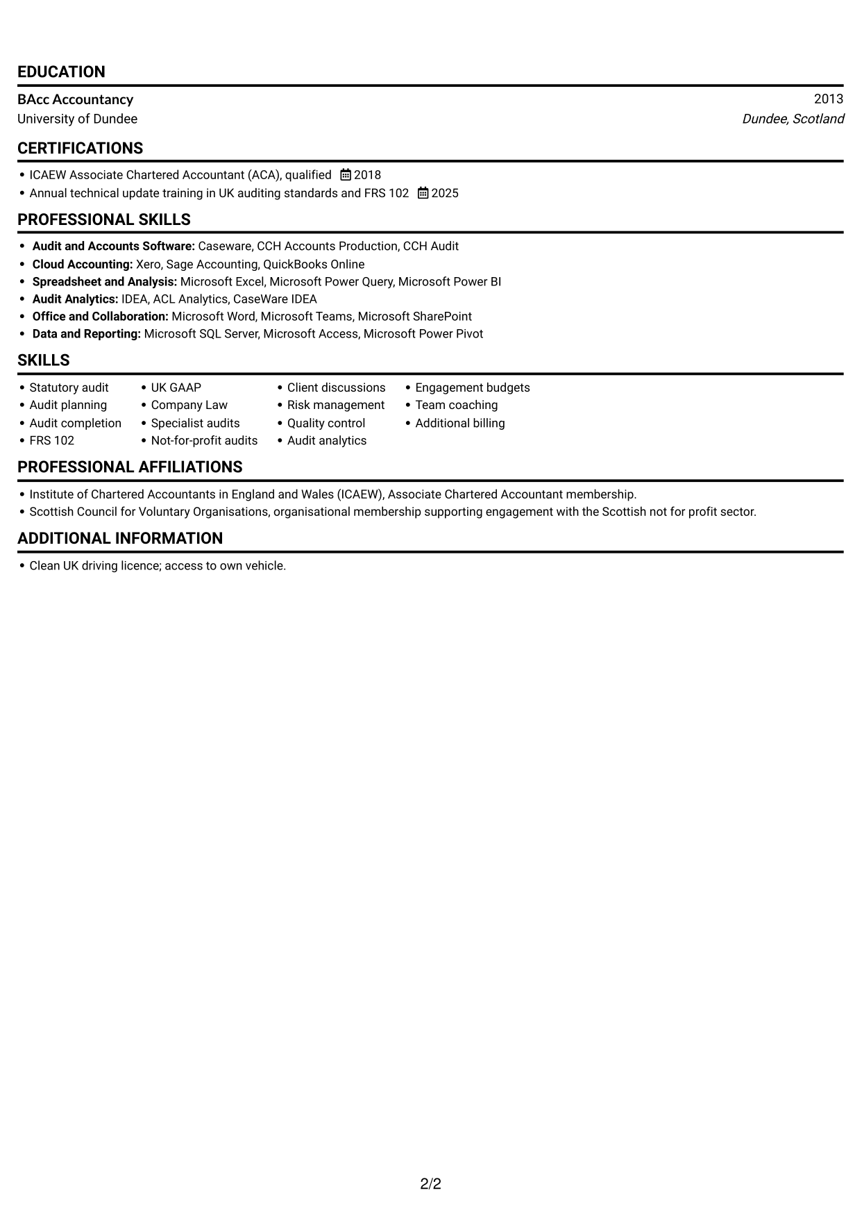 CV example — page 2