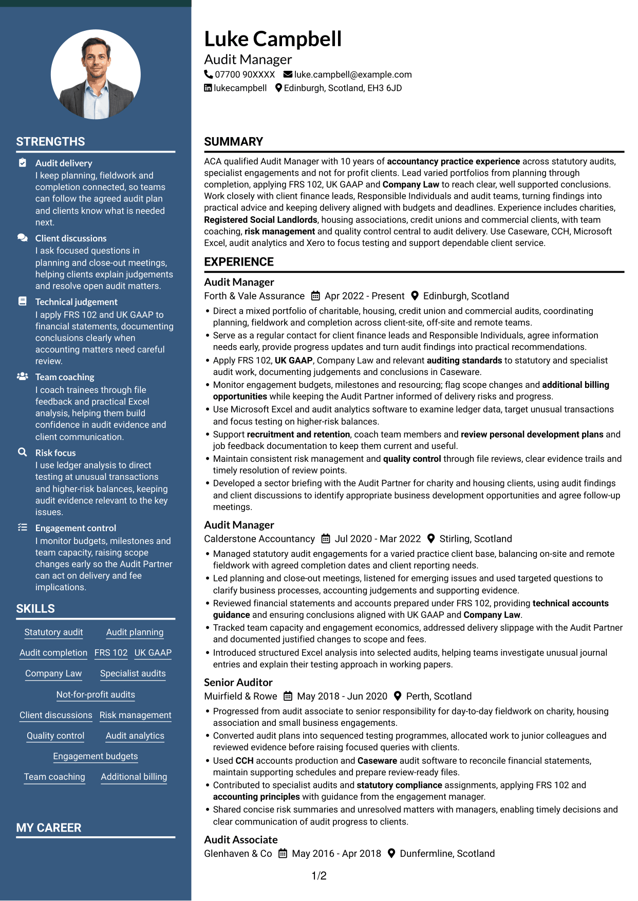 CV example — page 1
