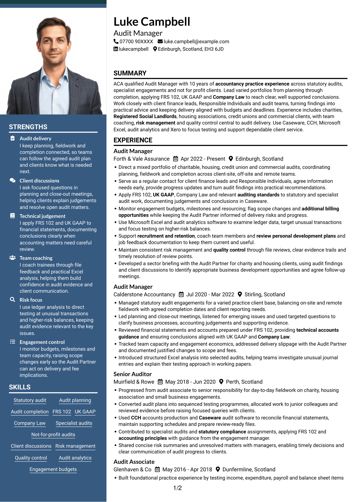 CV example — page 1