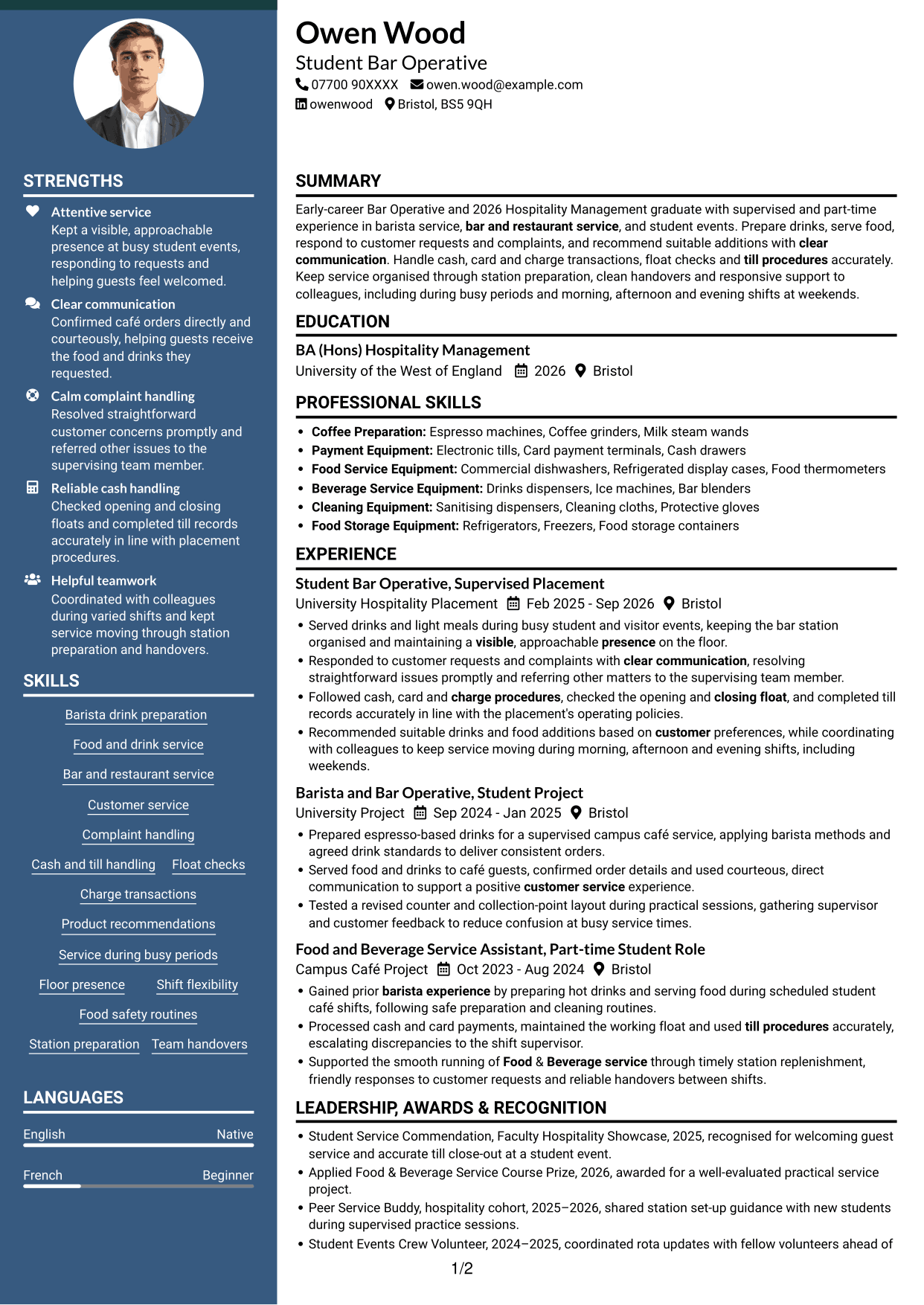 CV example — page 1