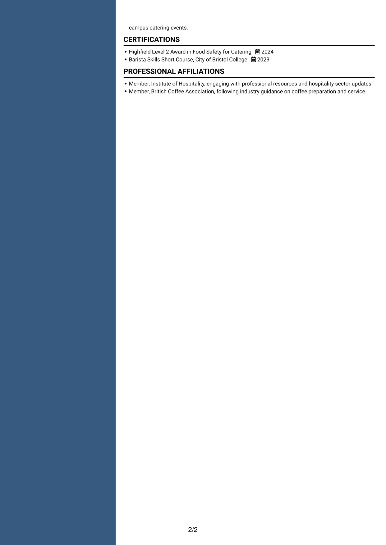 CV example — page 2