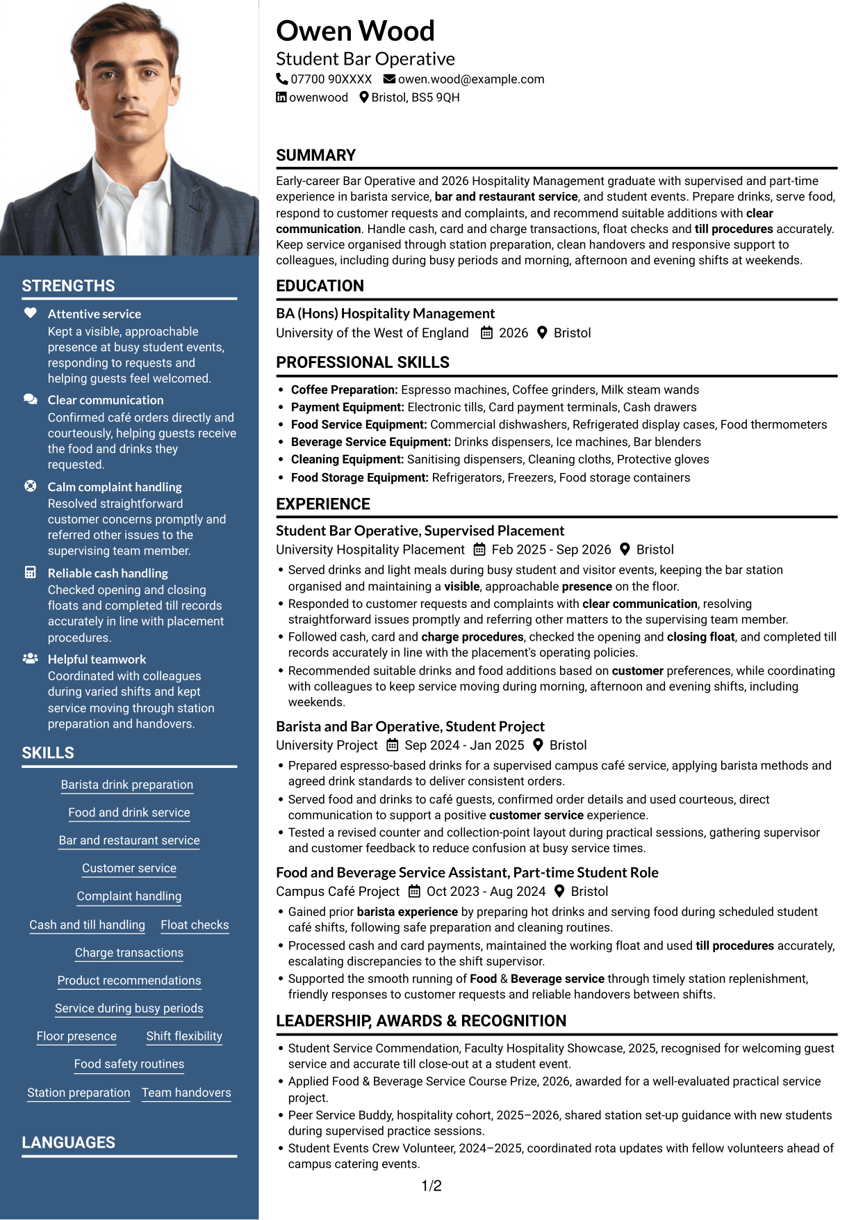 CV example — page 1