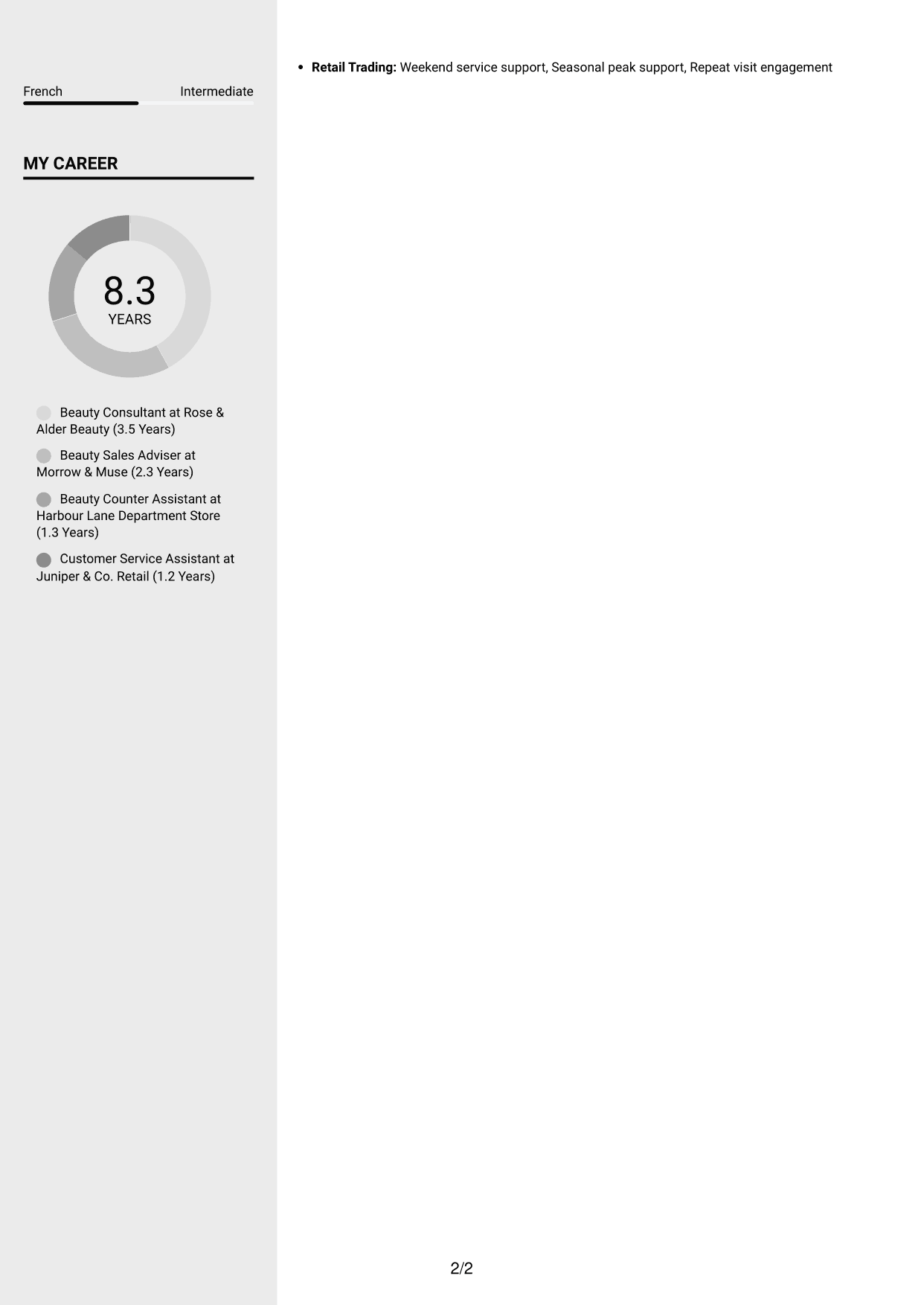 CV example — page 2