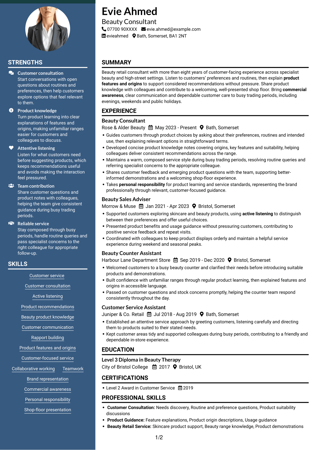CV example — page 1