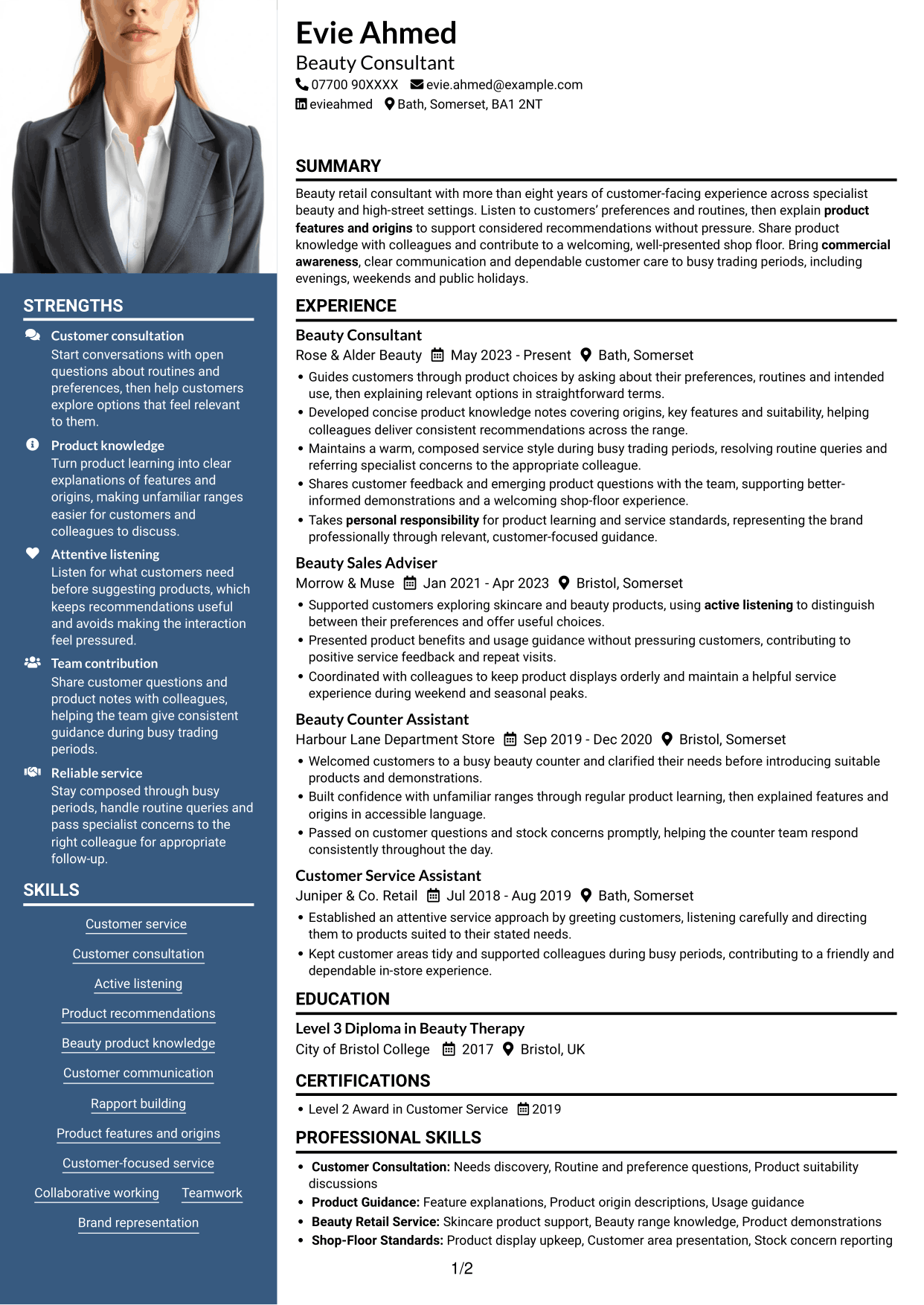 CV example — page 1