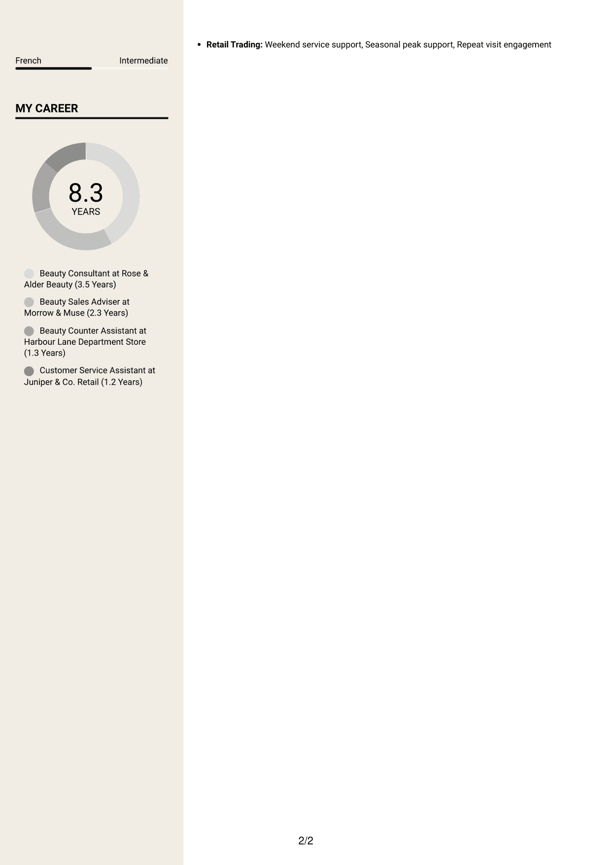 CV example — page 2