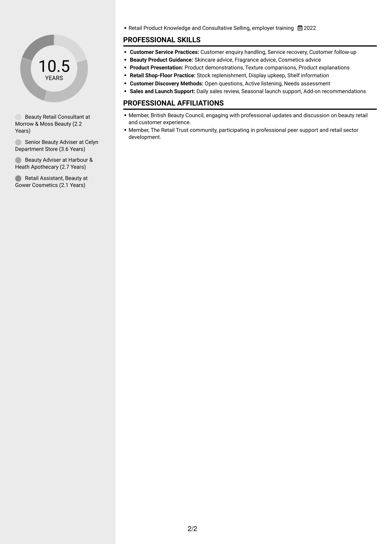 CV example — page 2