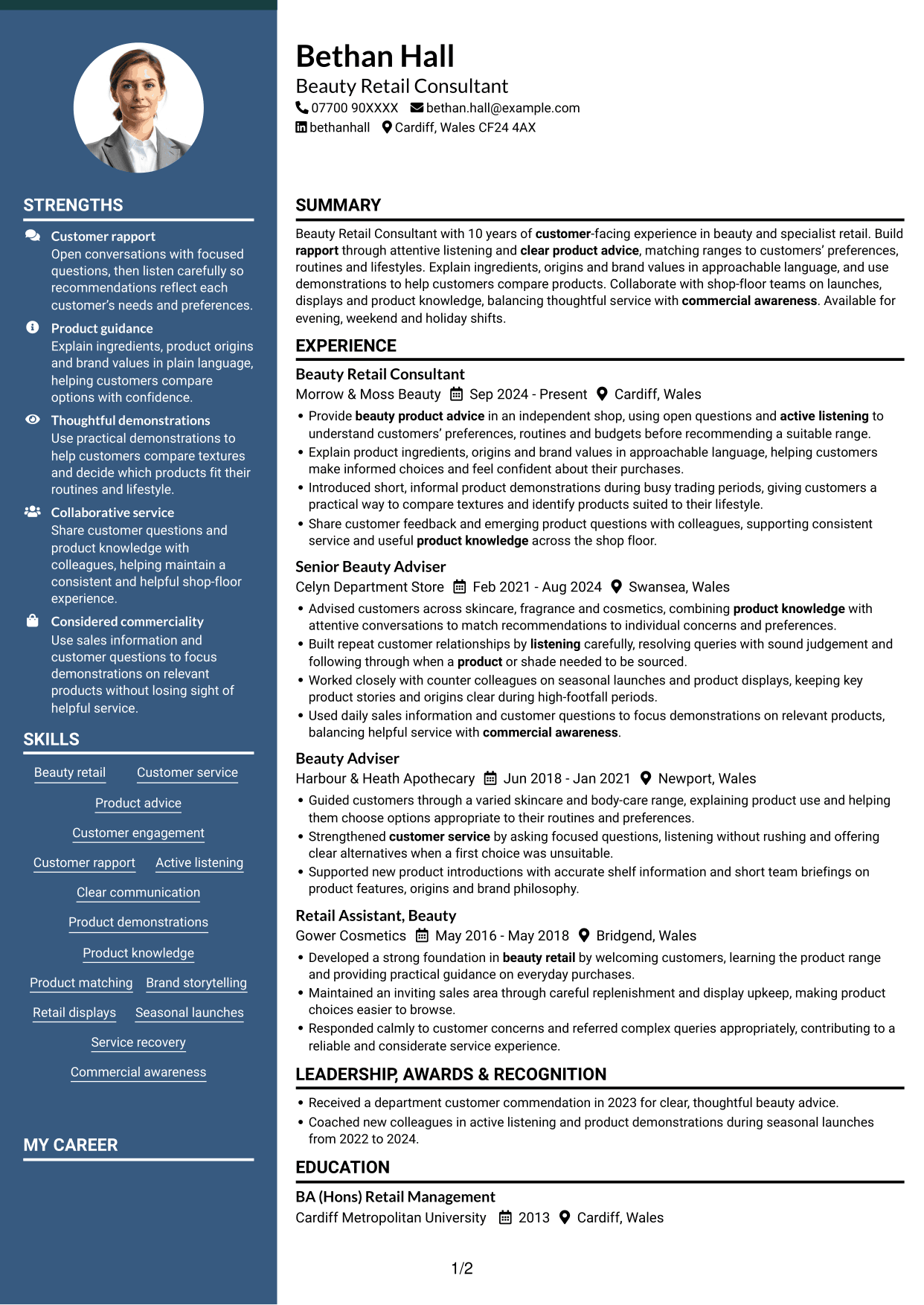 CV example — page 1