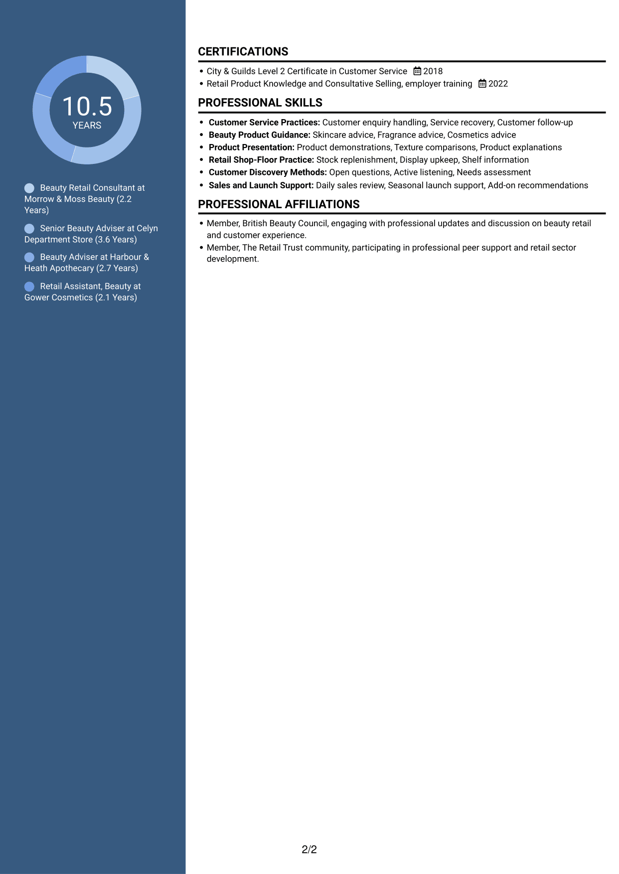 CV example — page 2