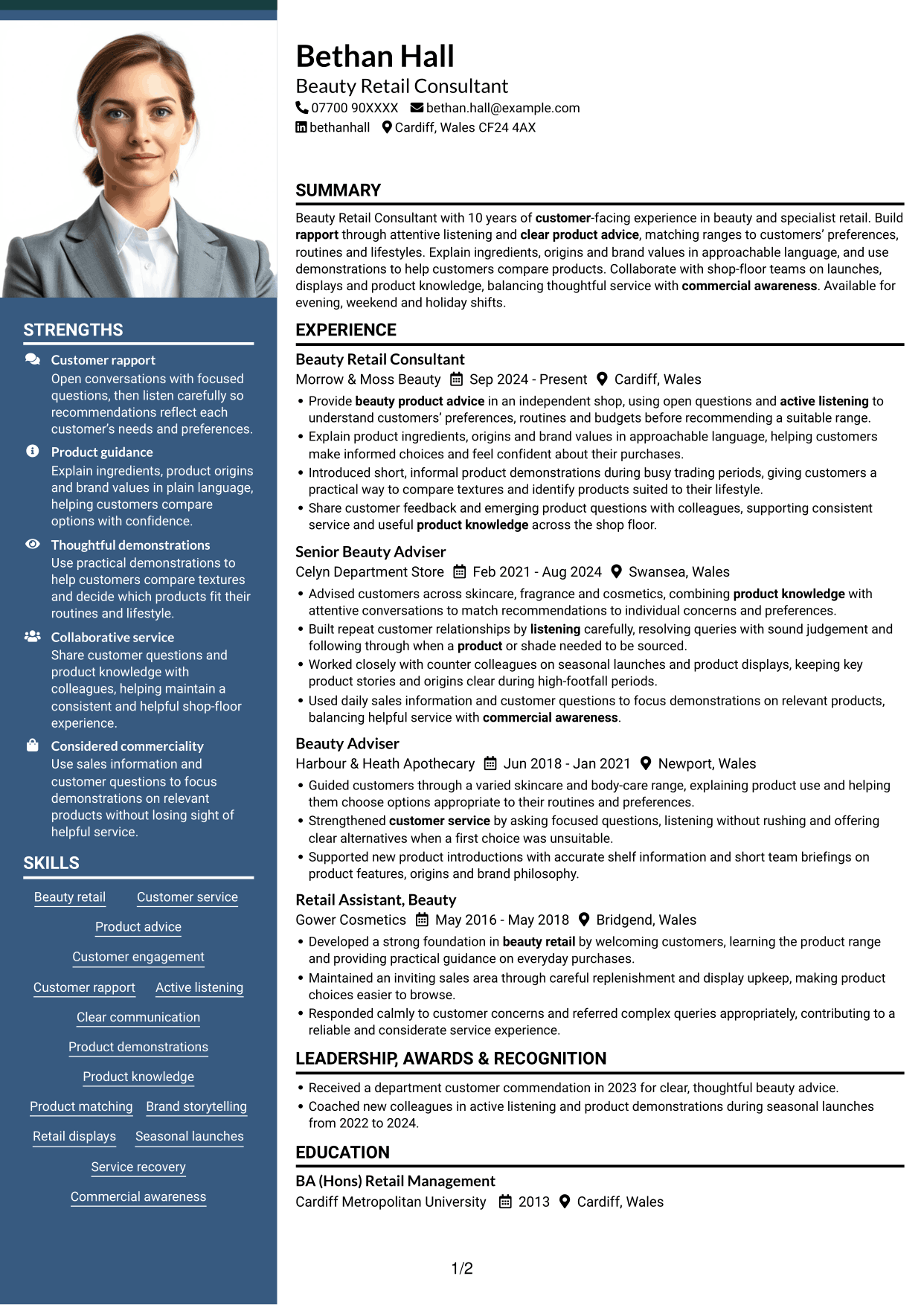 CV example — page 1