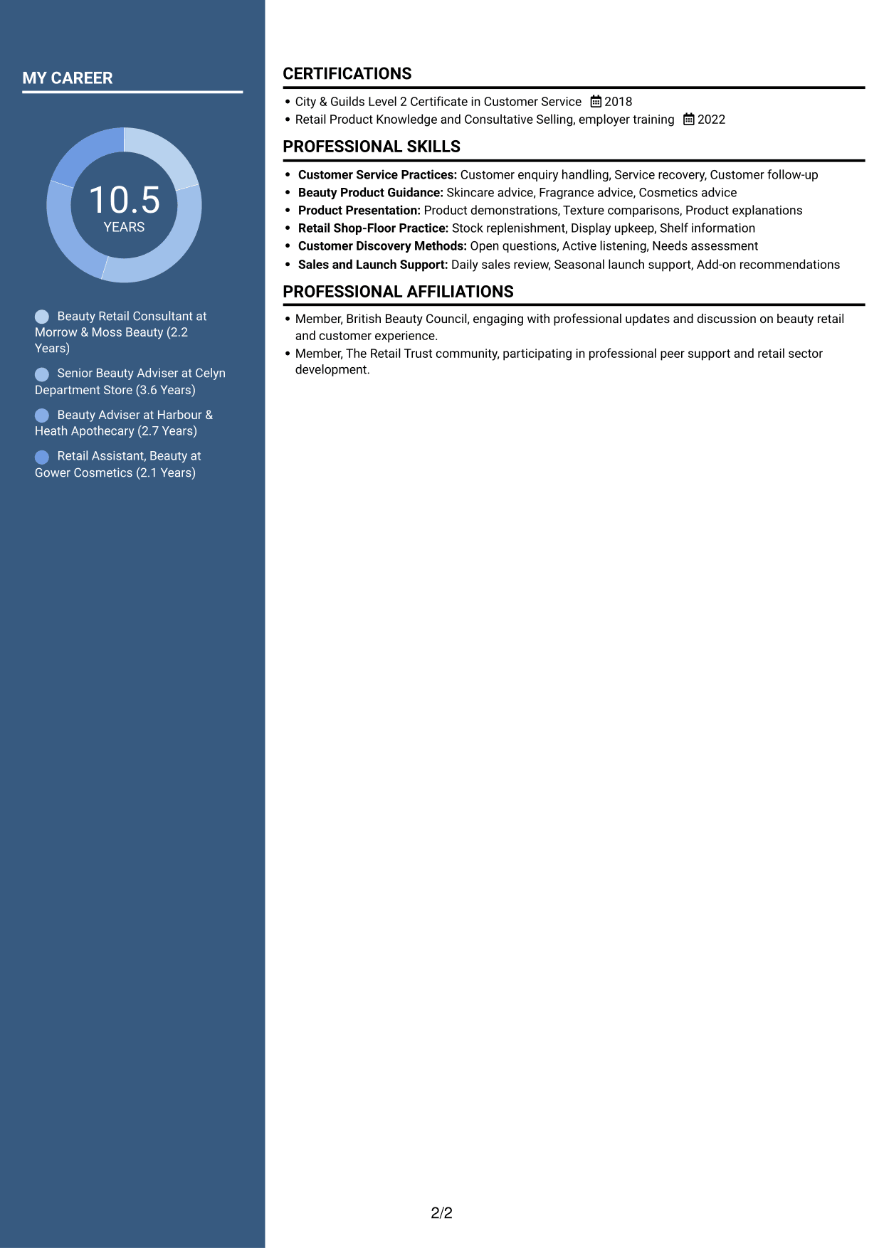 CV example — page 2