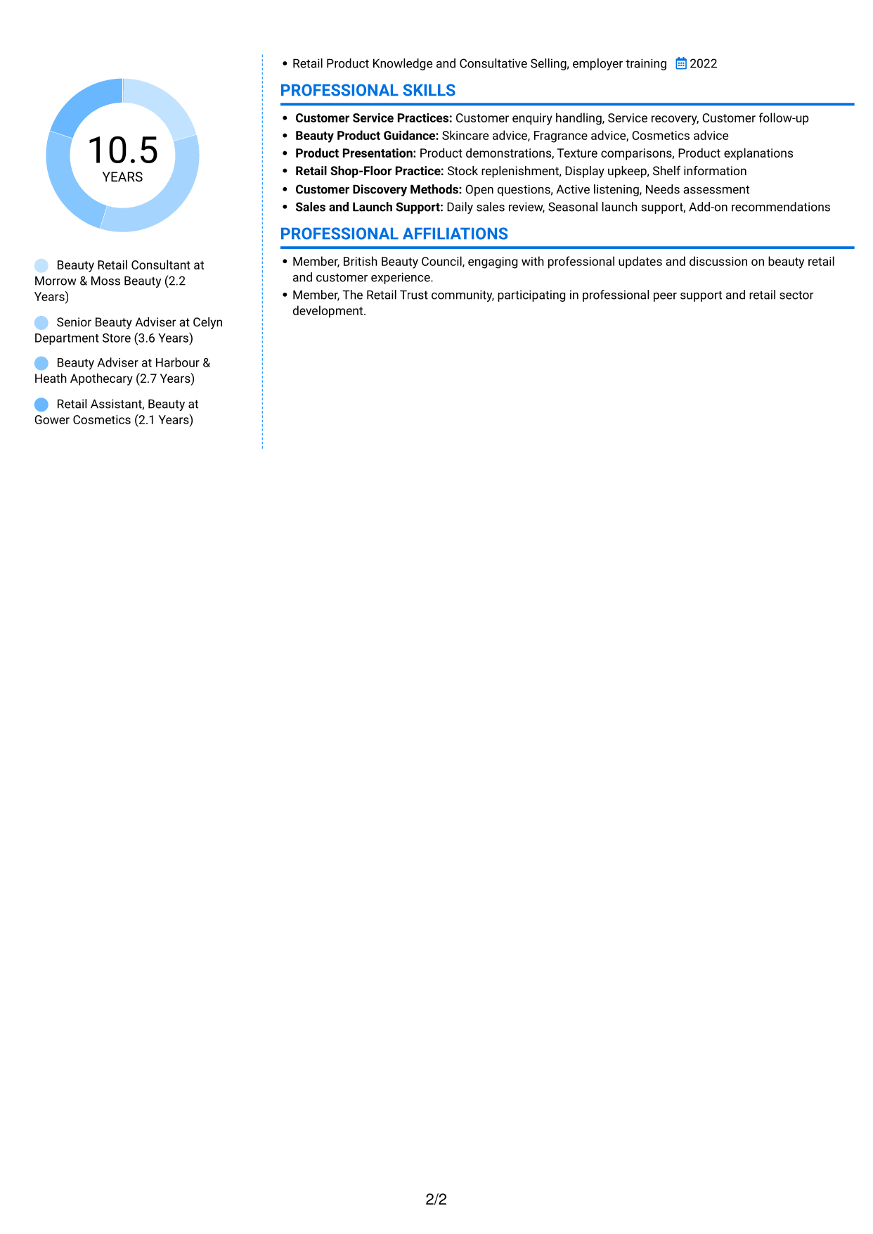 CV example — page 2
