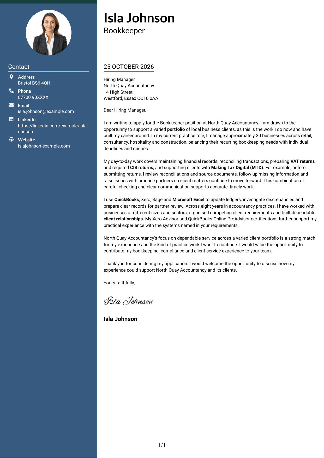 Cover letter example — page 1