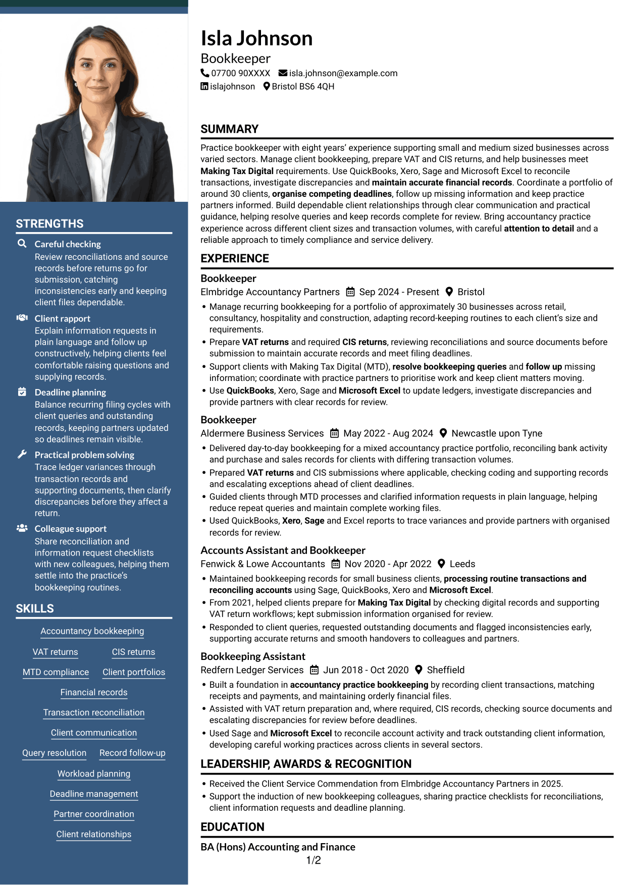 CV example — page 1