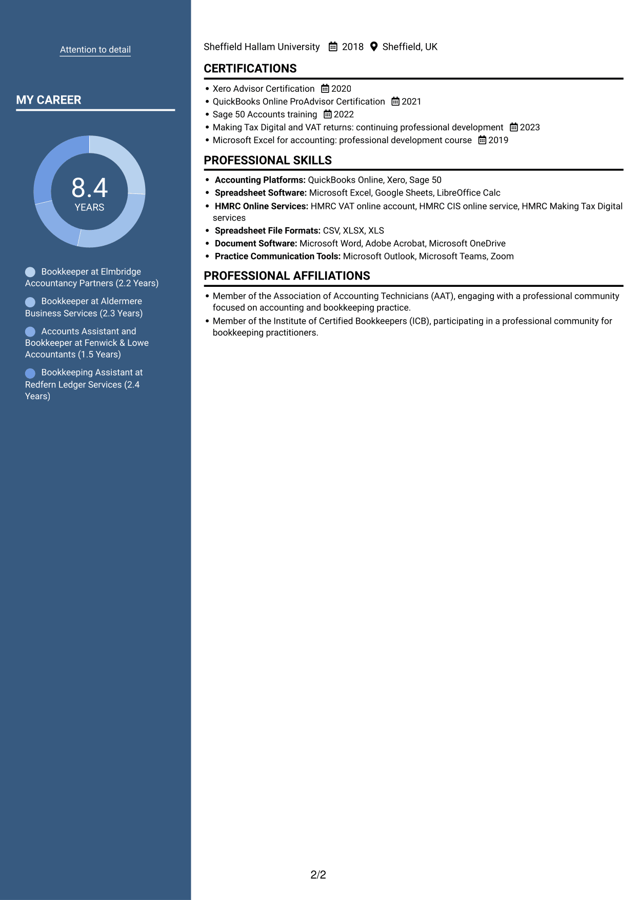 CV example — page 2