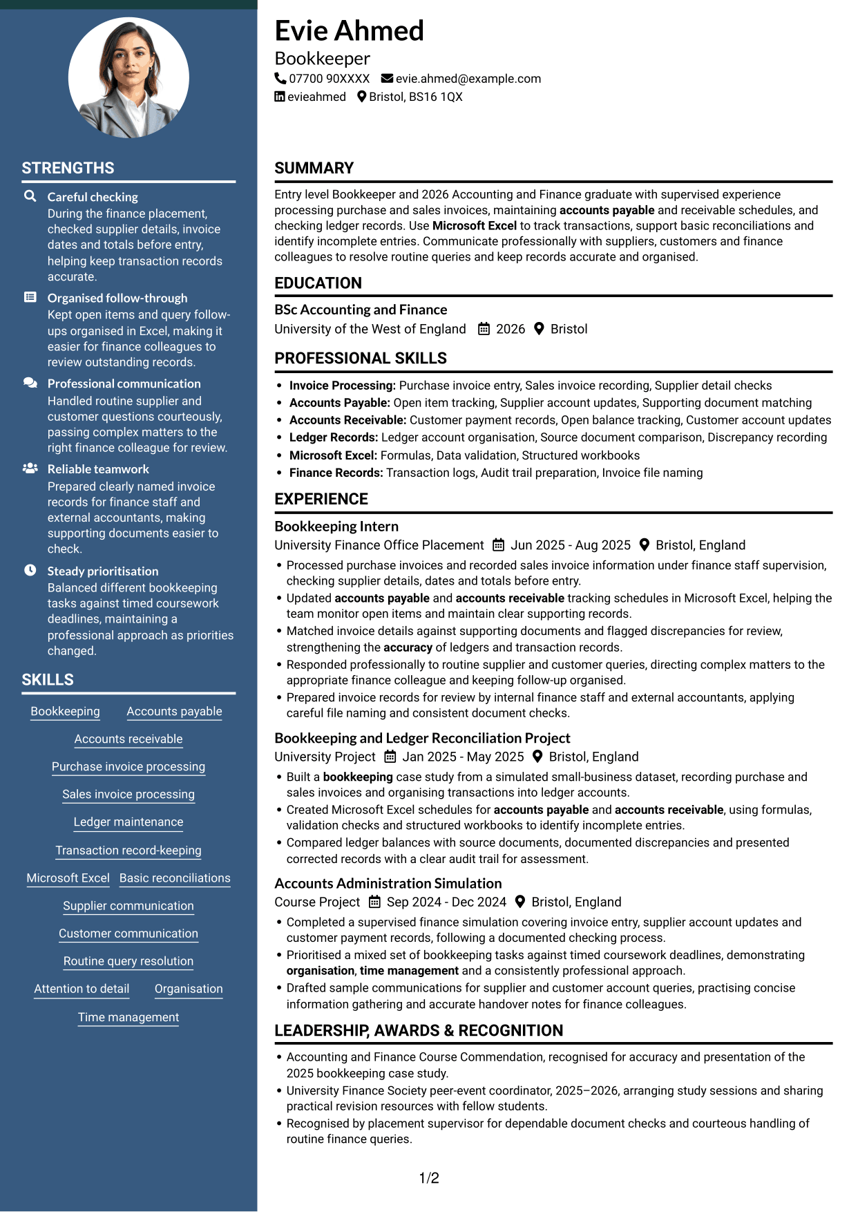 CV example — page 1