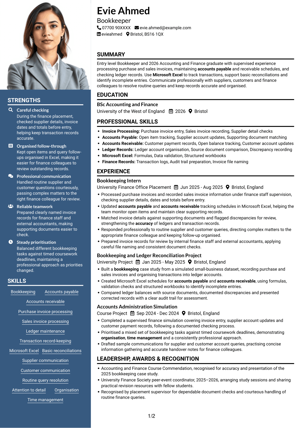 CV example — page 1