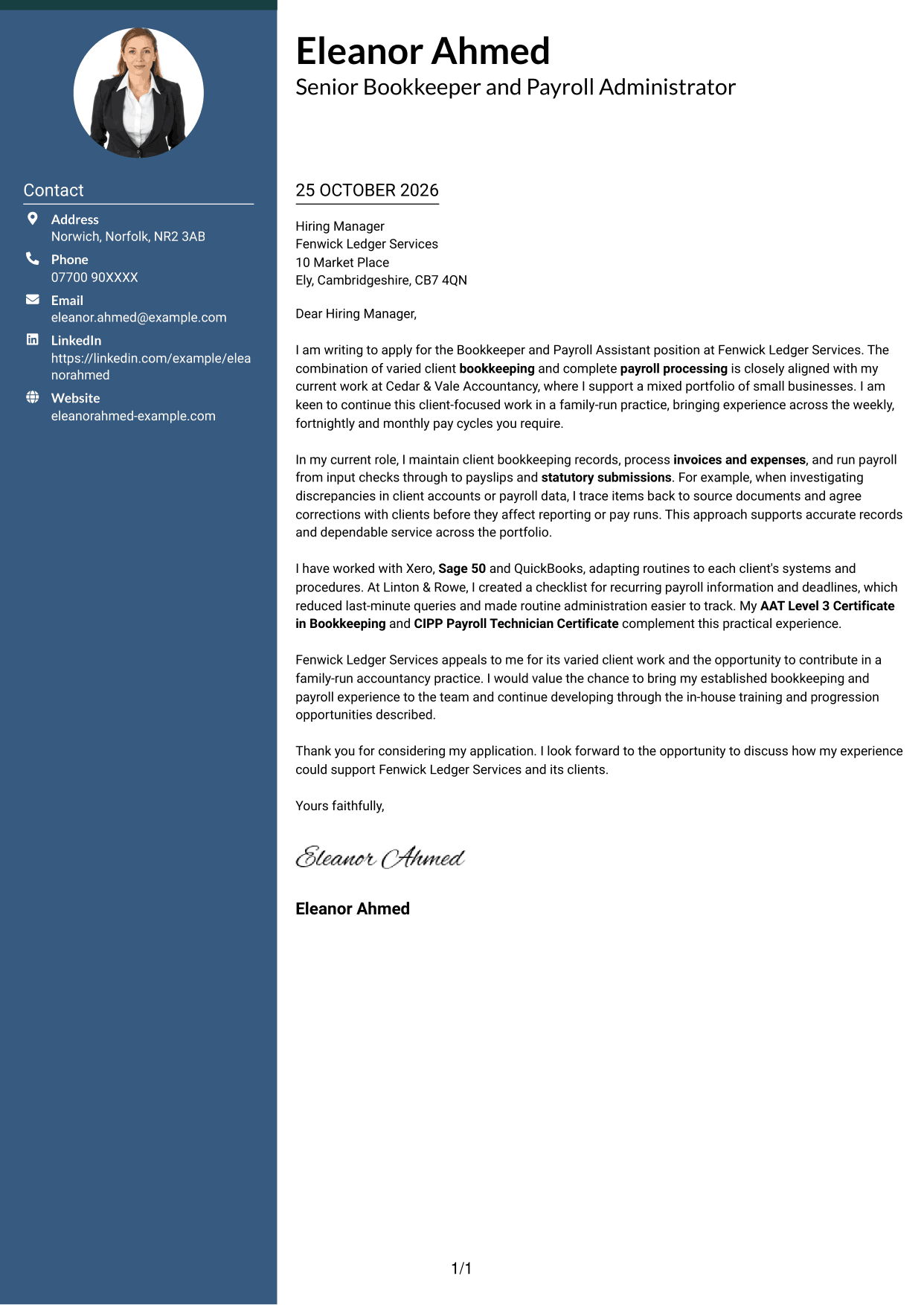 Cover letter example — page 1