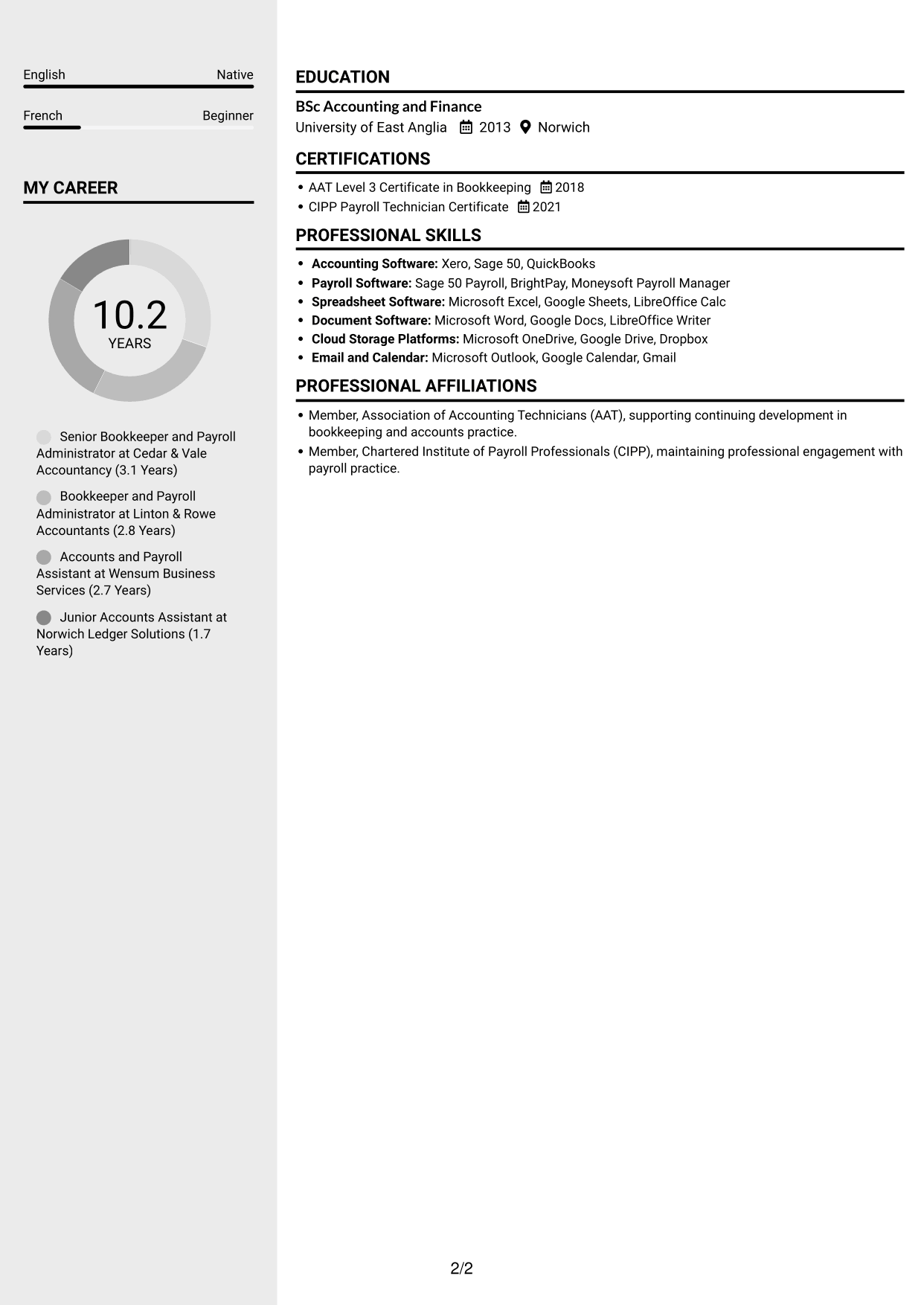 CV example — page 2