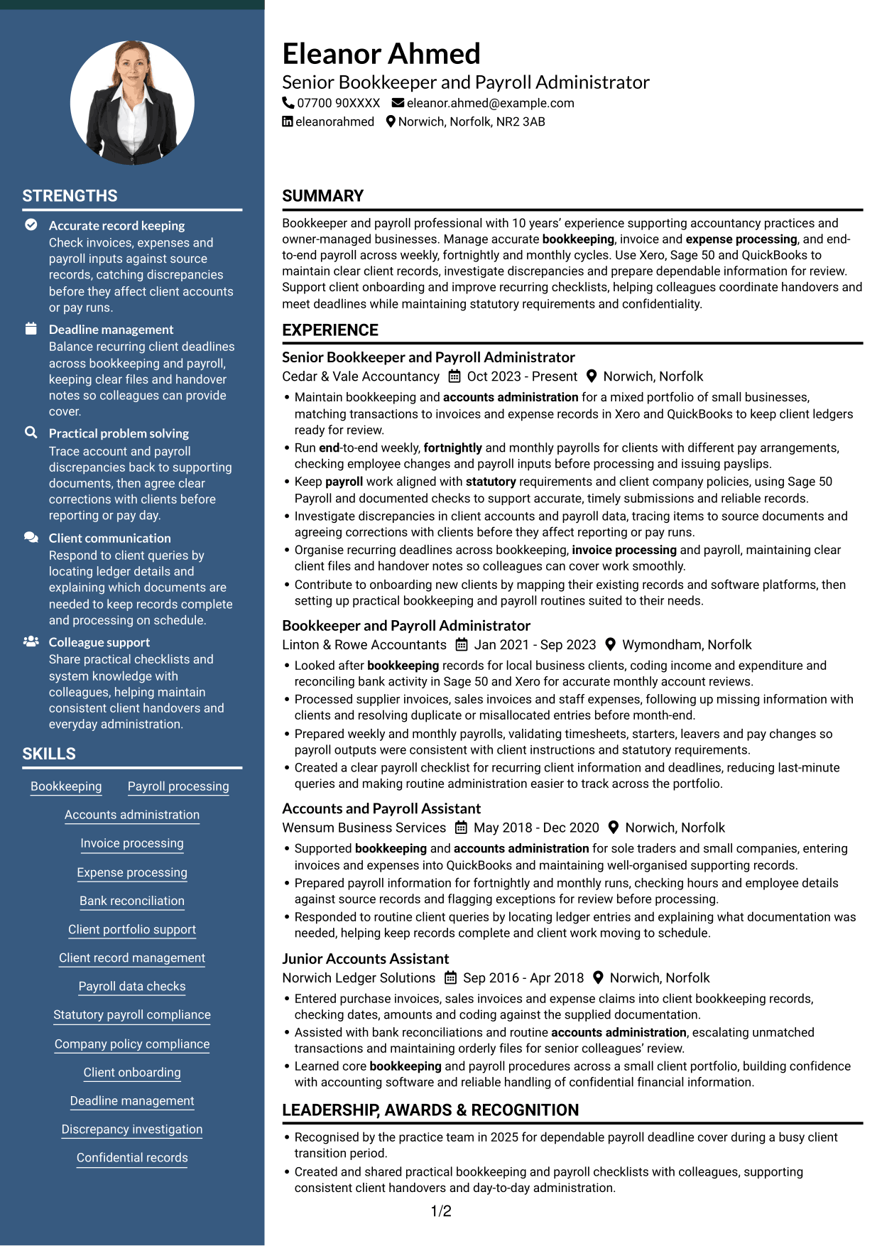 CV example — page 1