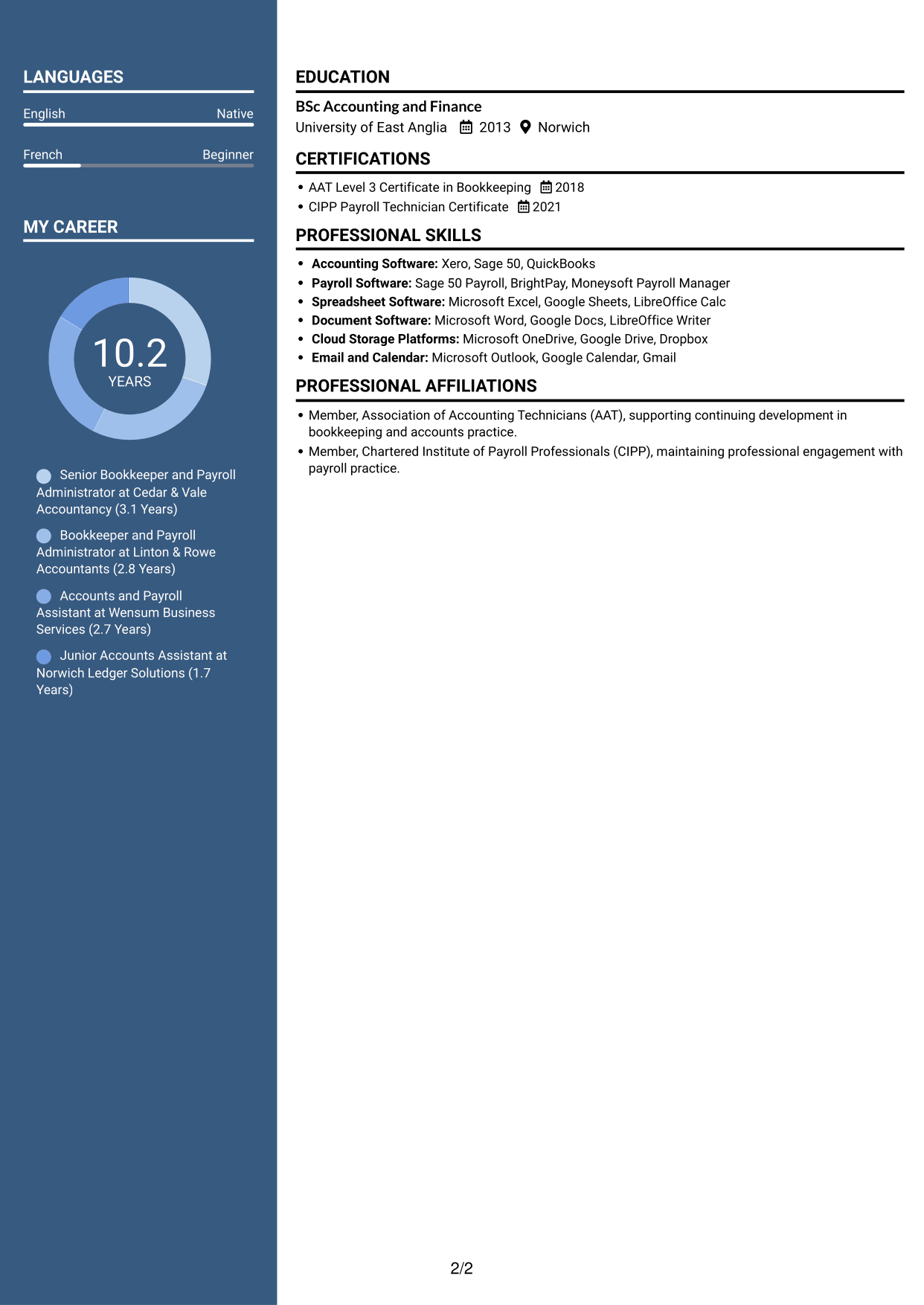 CV example — page 2