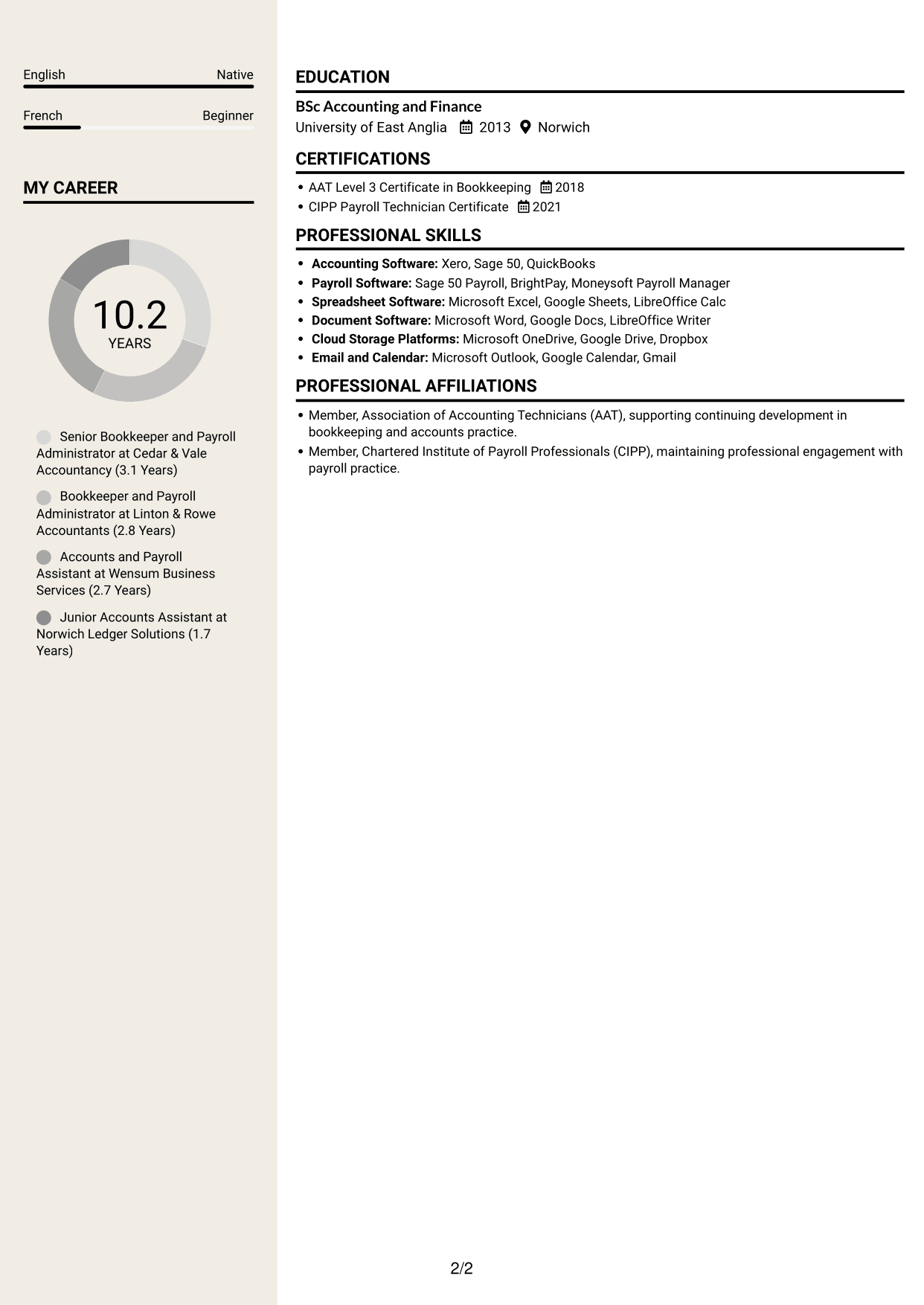 CV example — page 2