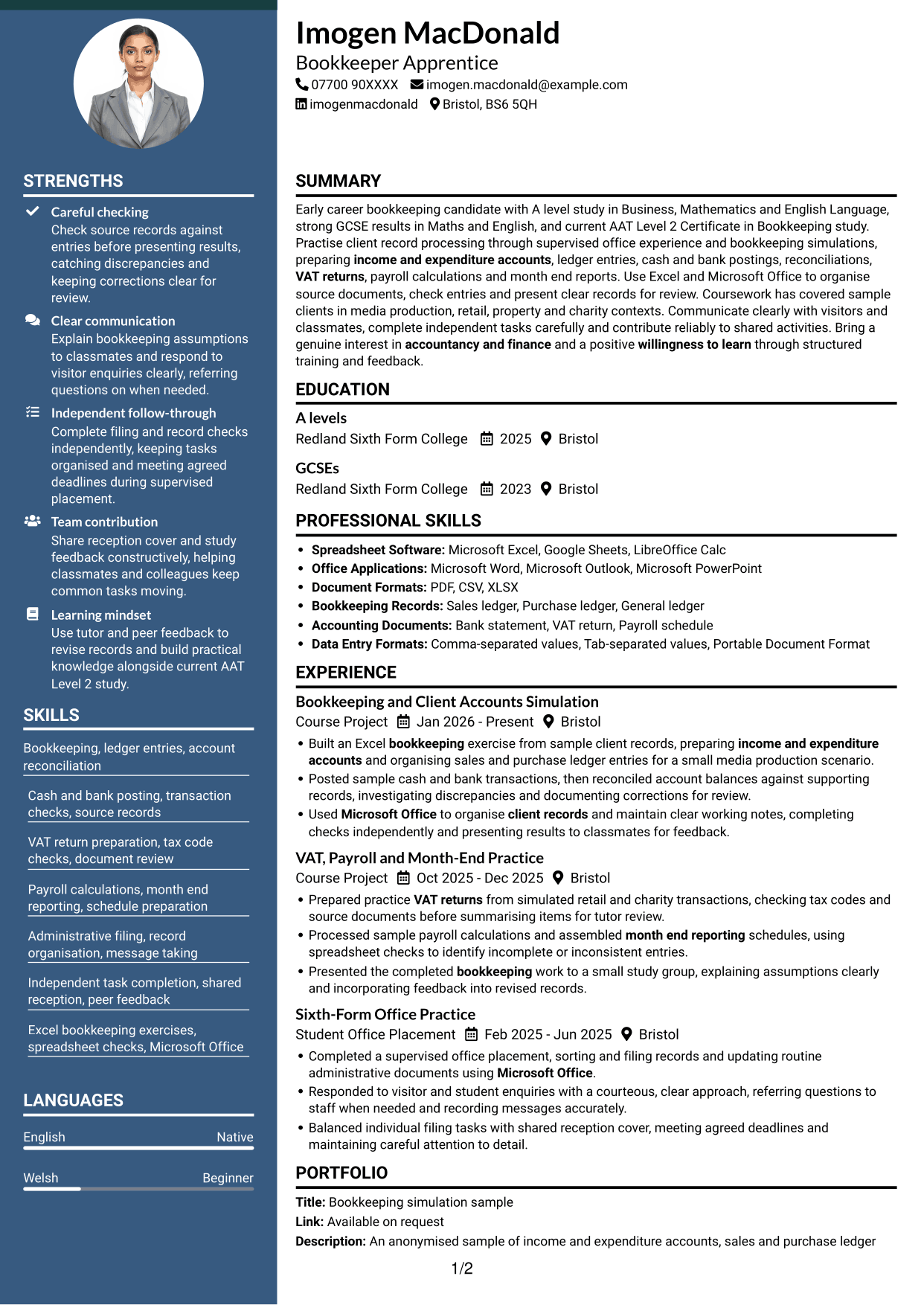 CV example — page 1