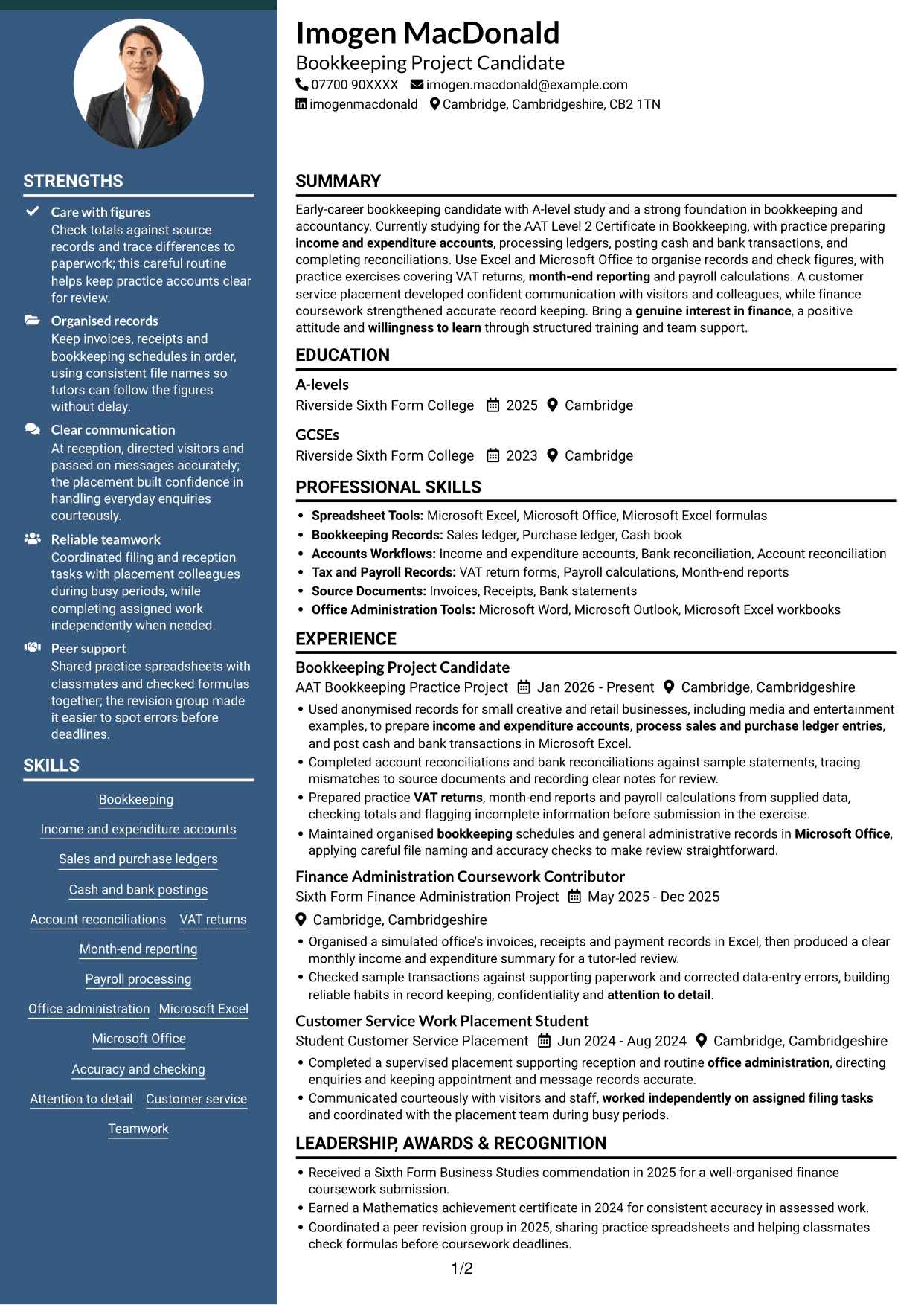 CV example — page 1