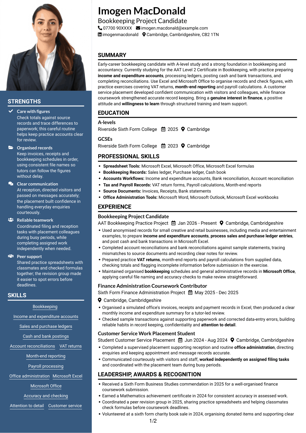 CV example — page 1
