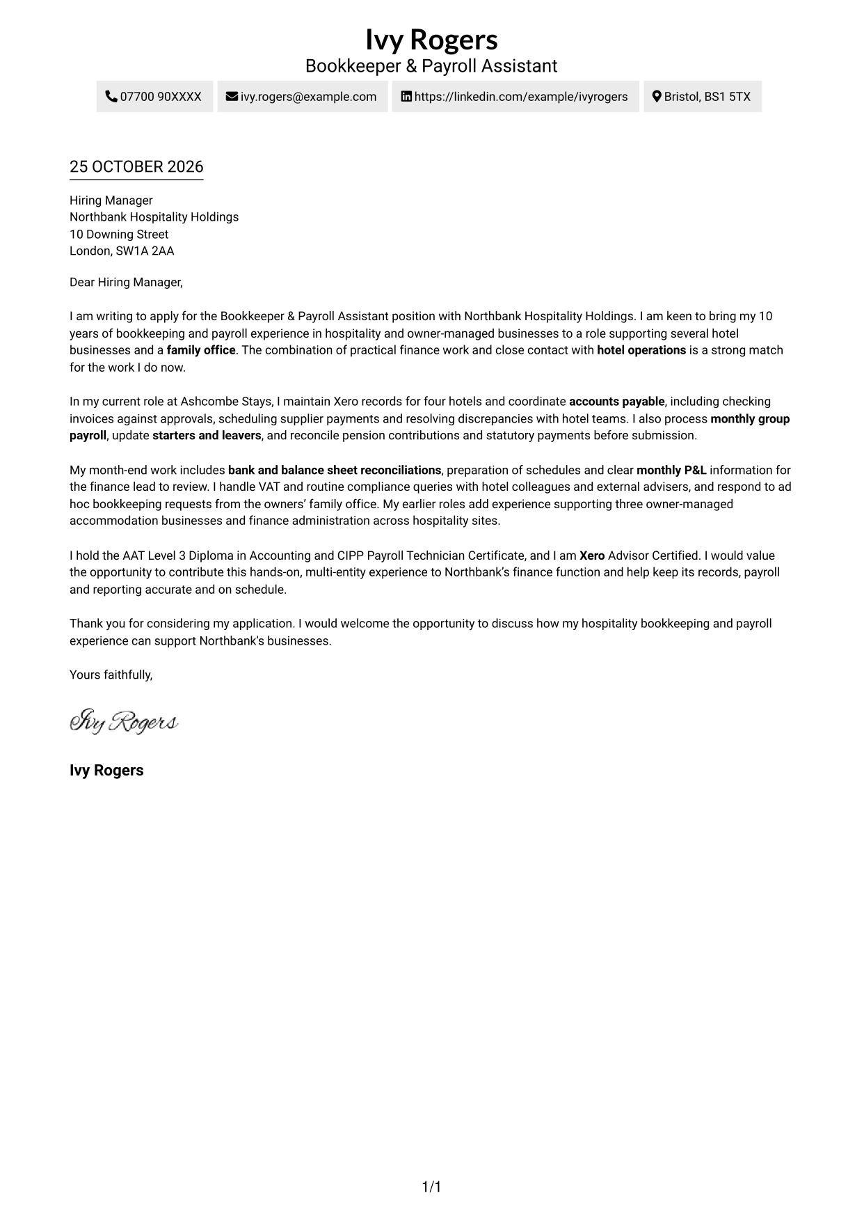 Cover letter example — page 1