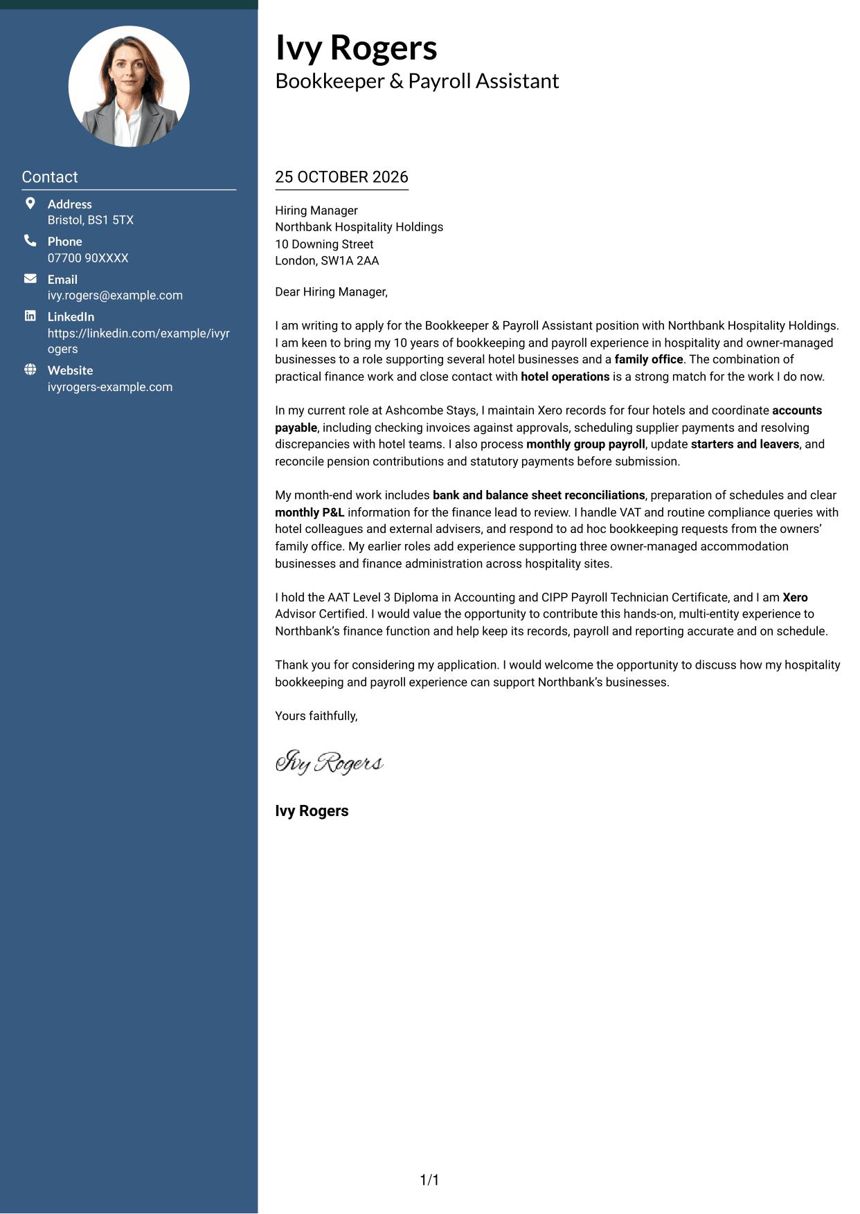 Cover letter example — page 1