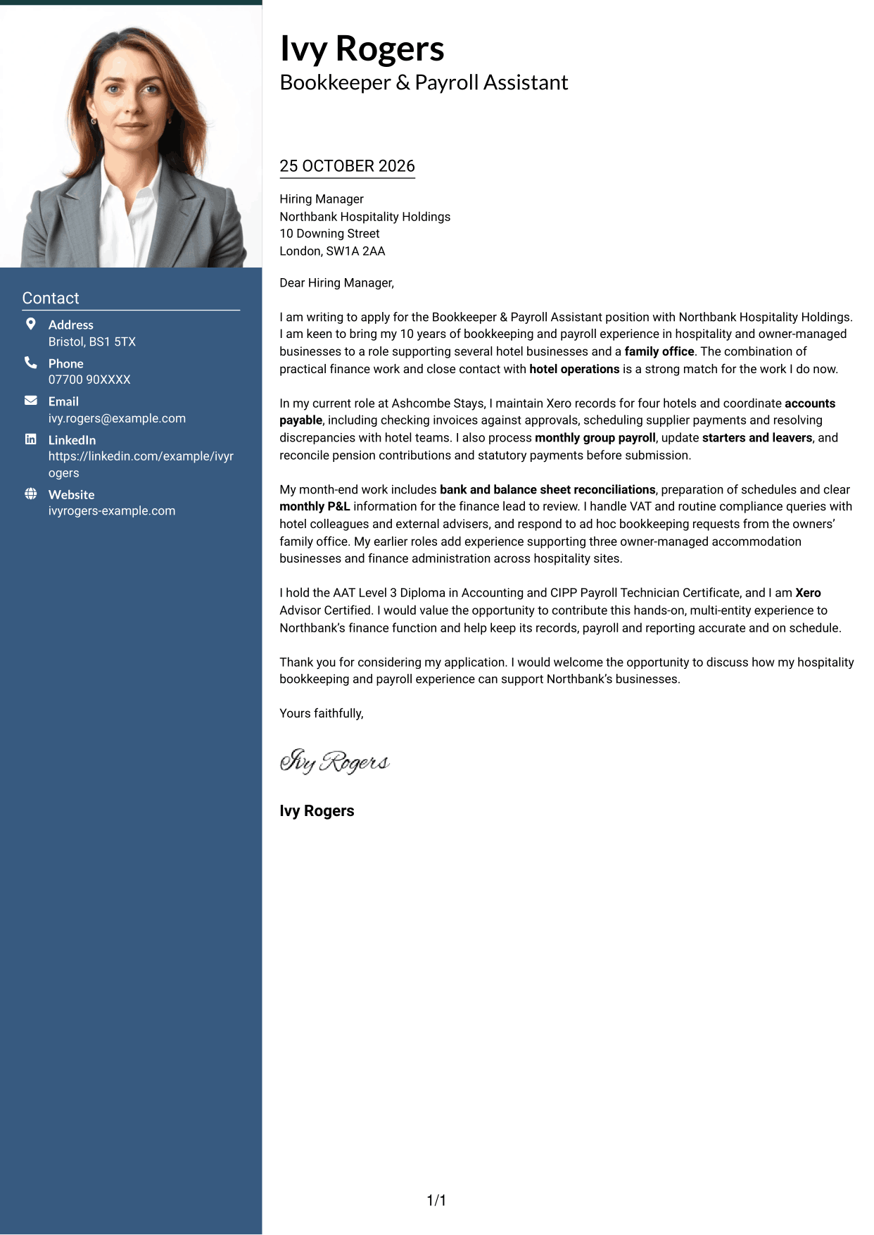 Cover letter example — page 1