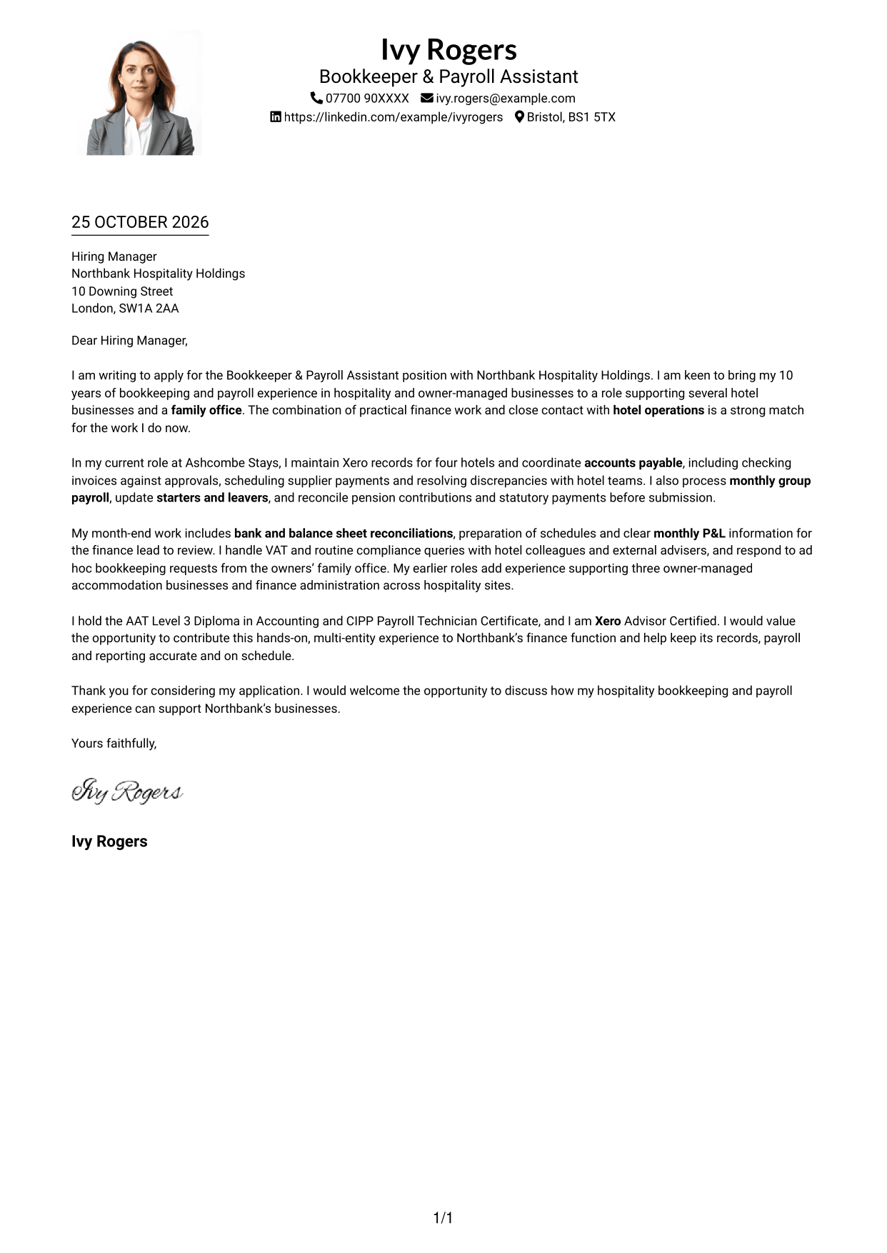 Cover letter example — page 1