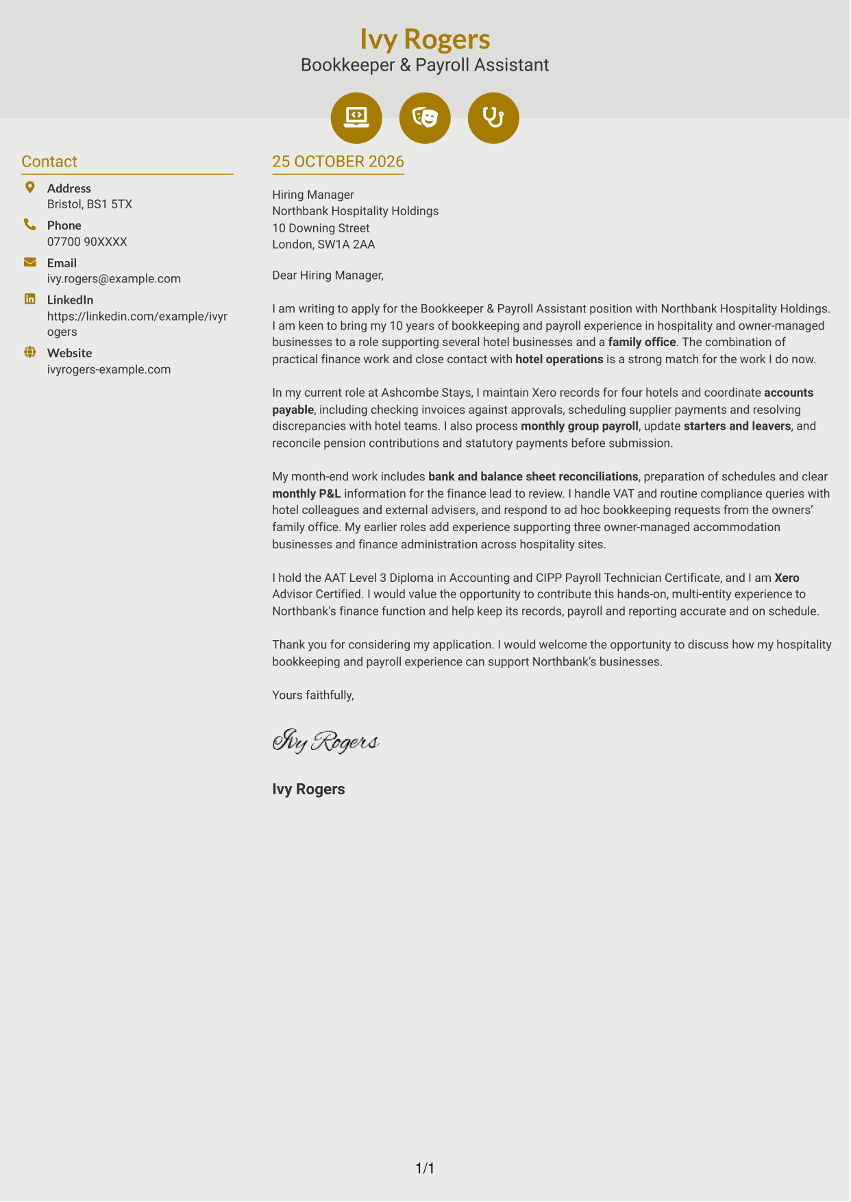 Cover letter example — page 1