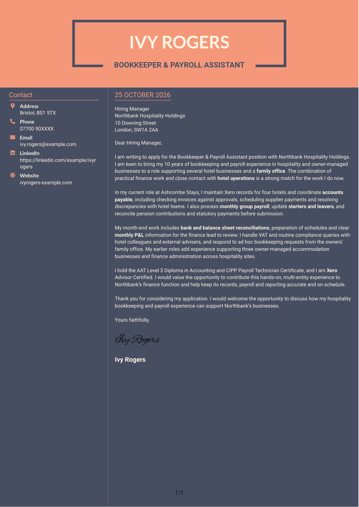 Cover letter example — page 1