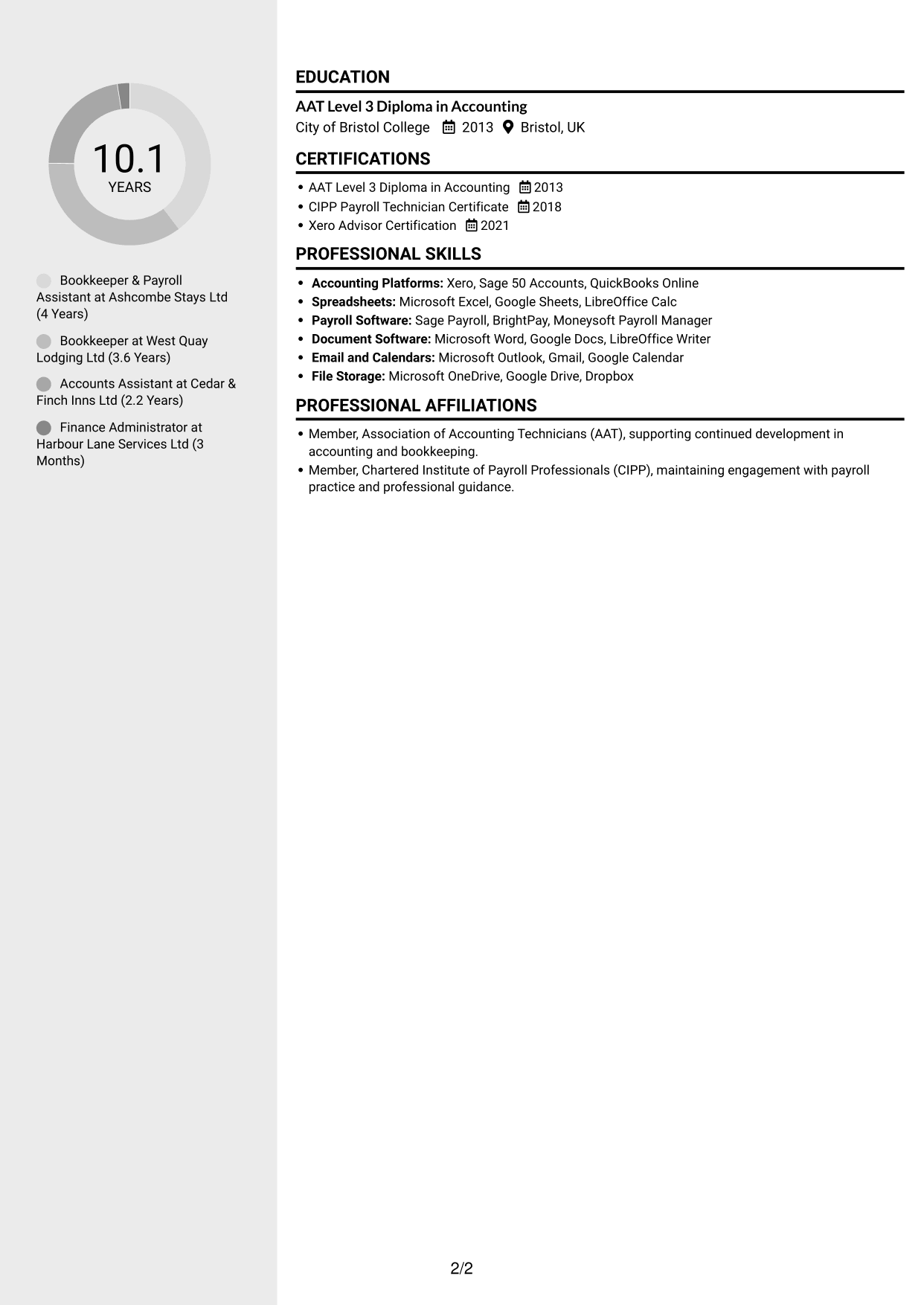 CV example — page 2
