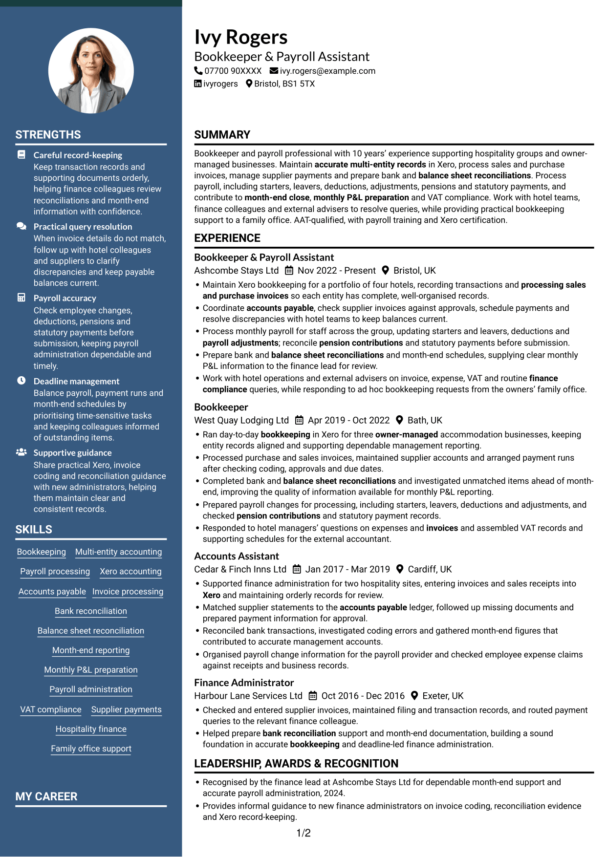 CV example — page 1