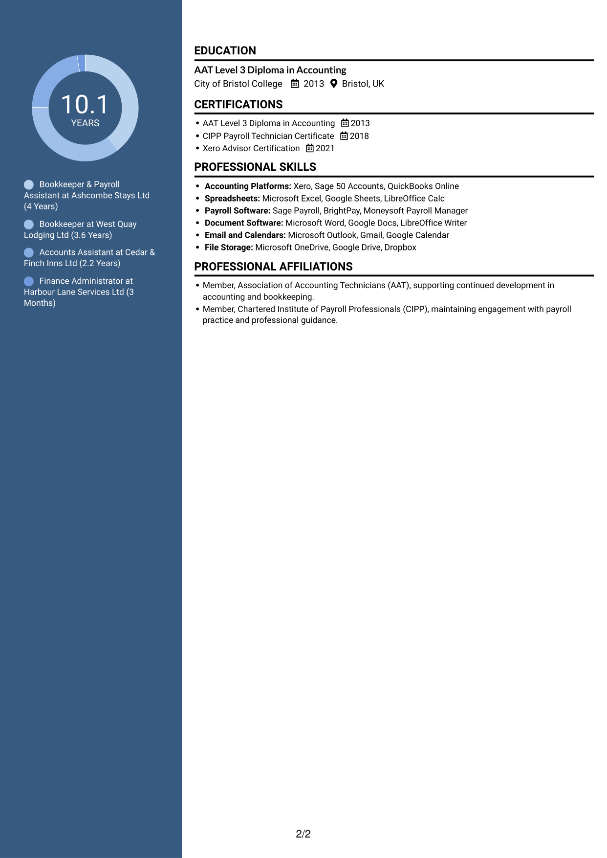 CV example — page 2