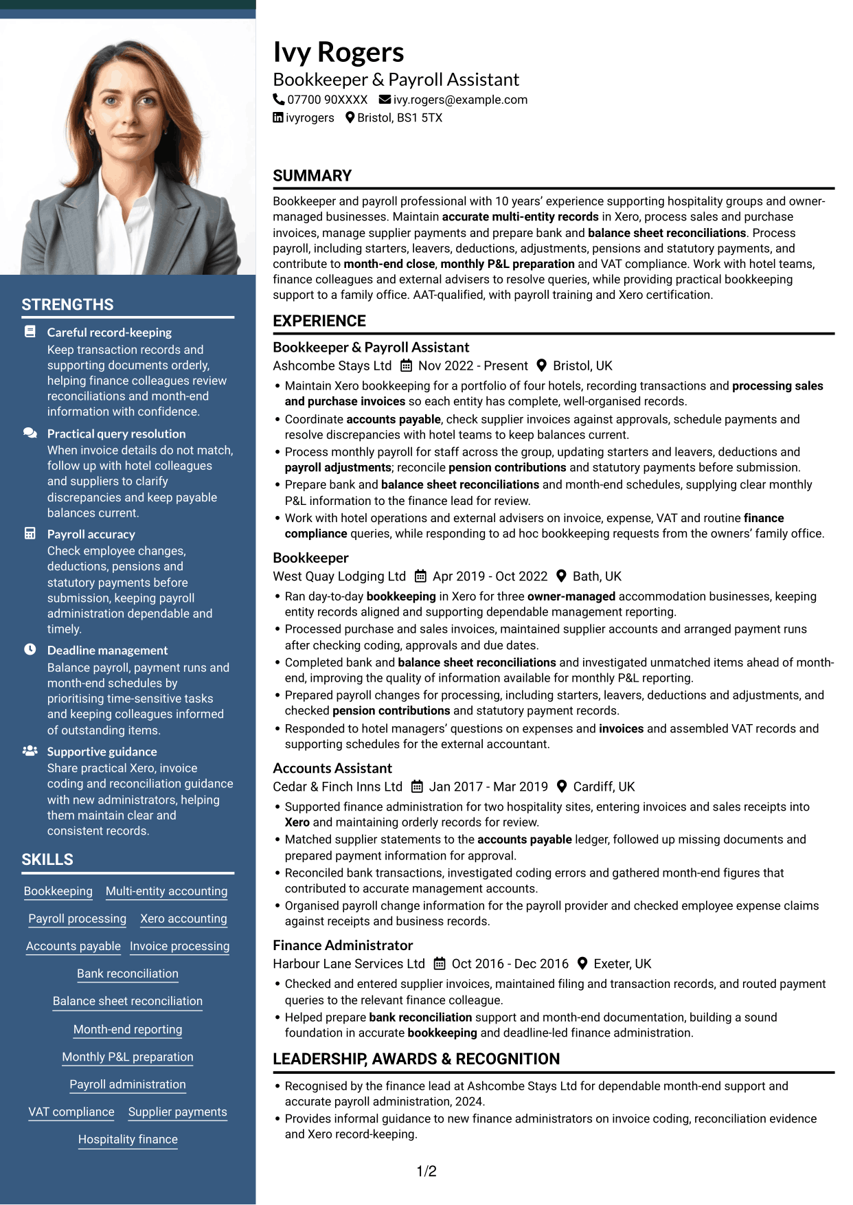 CV example — page 1