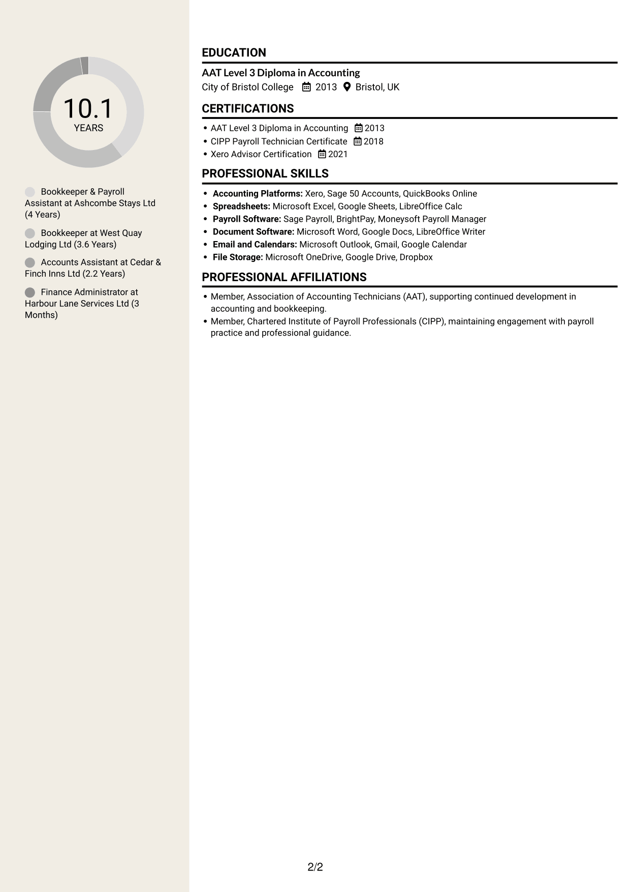 CV example — page 2