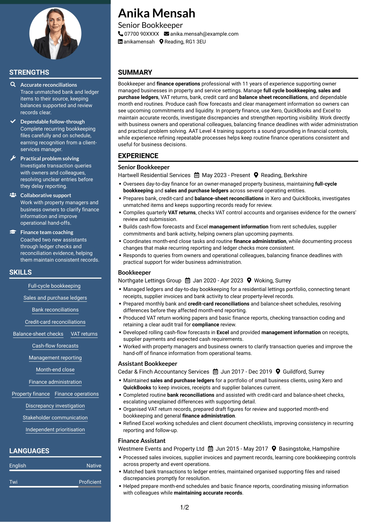 CV example — page 1