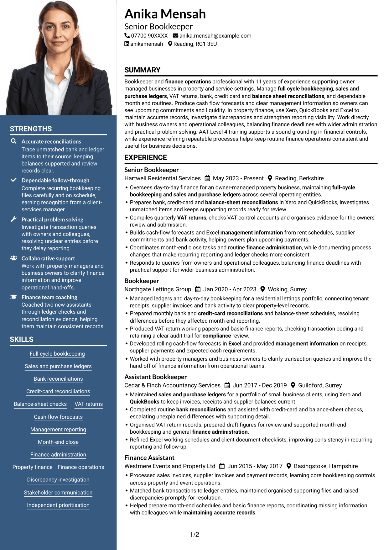 CV example — page 1