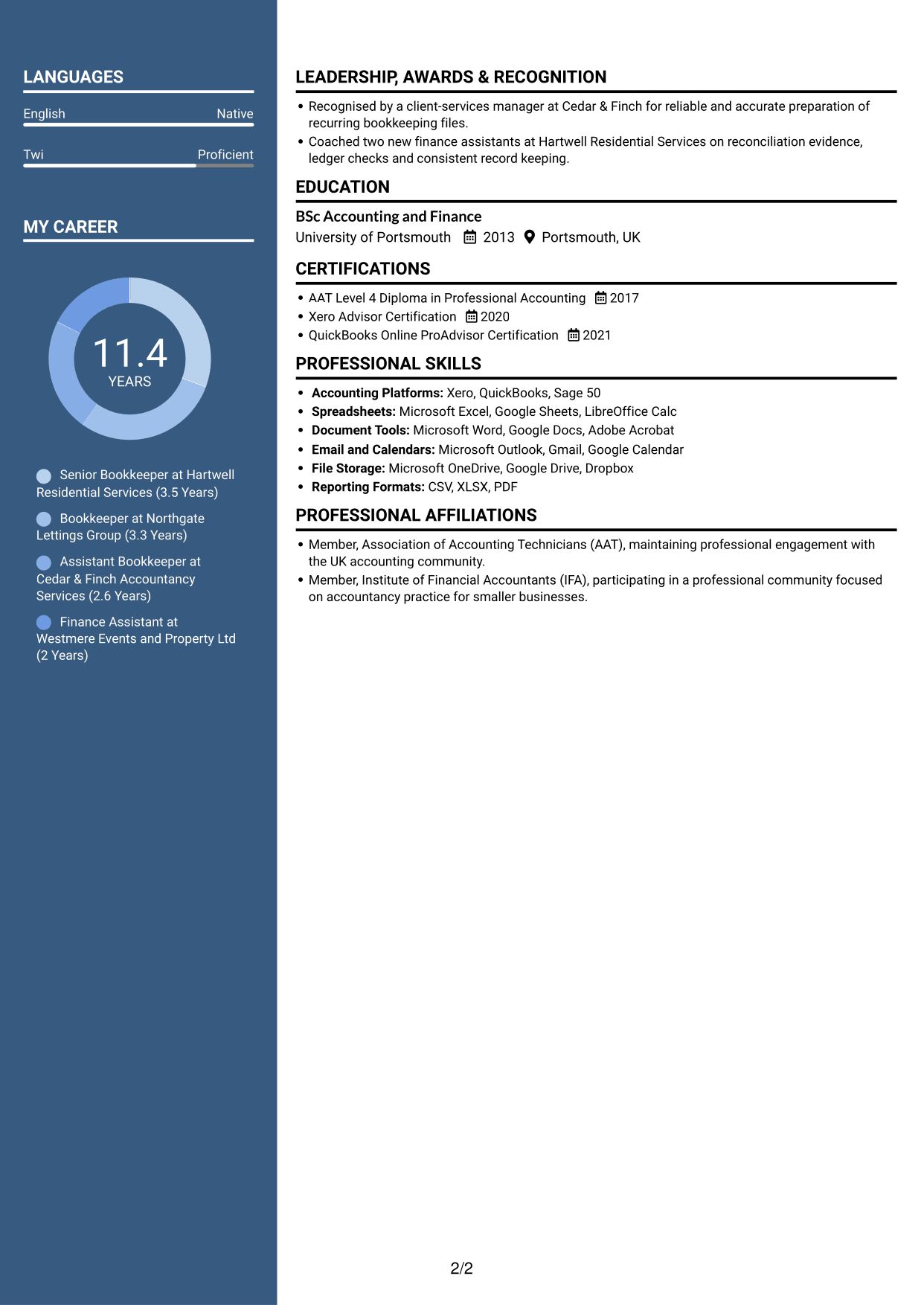 CV example — page 2