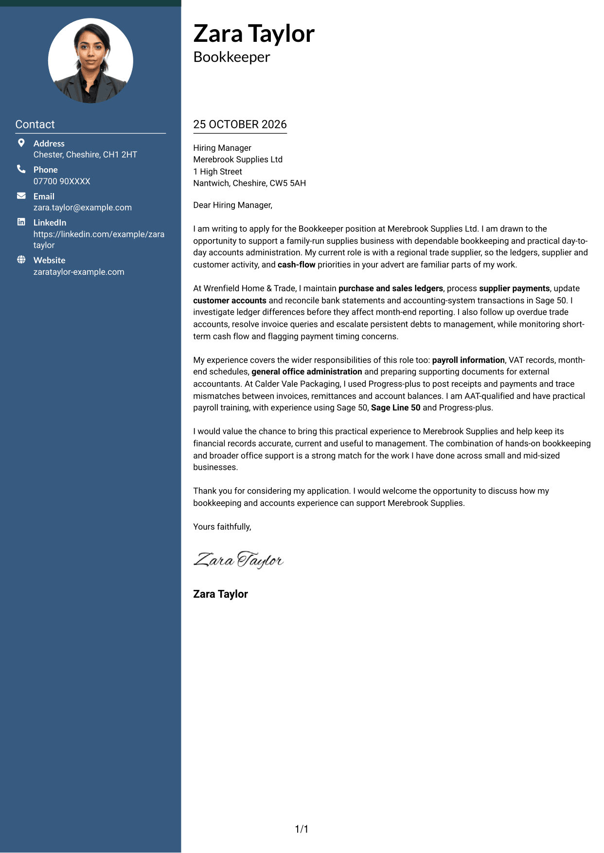 Cover letter example — page 1
